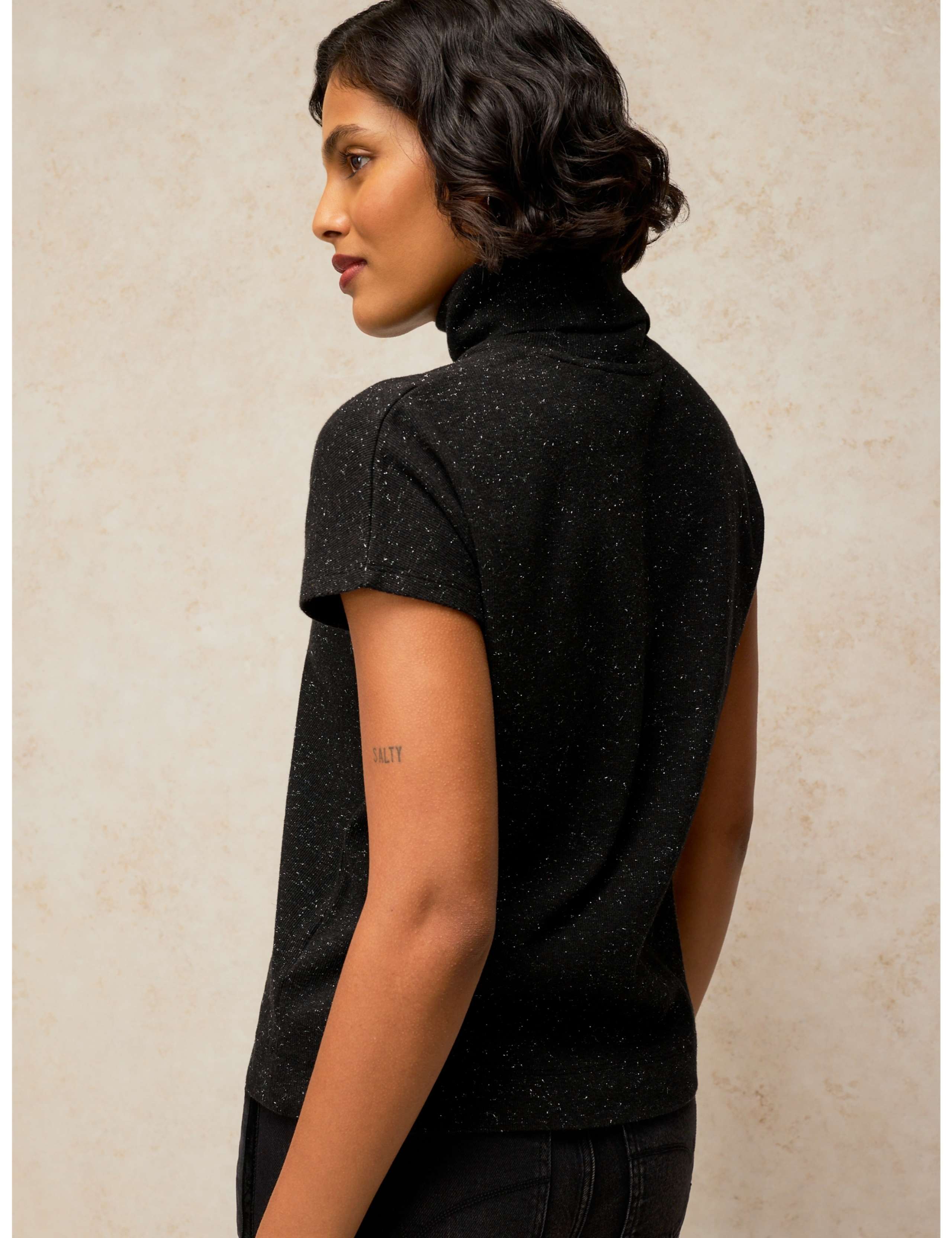 Lola Cotton Rich Embellished Roll Neck Vest 3 of 6