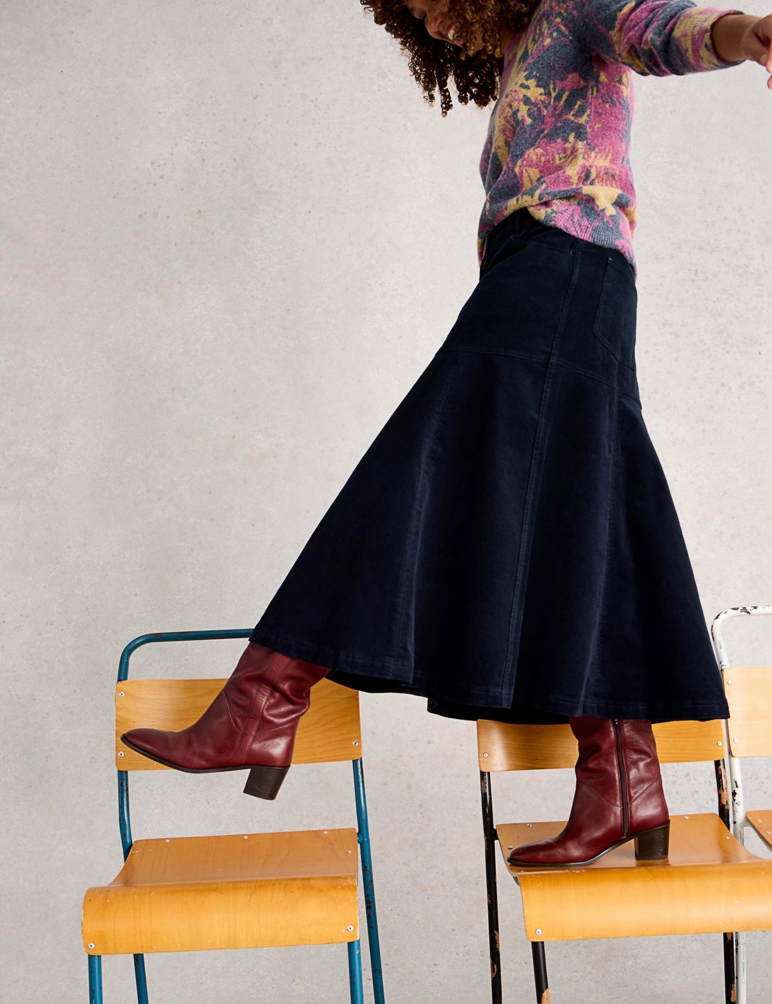 Cord Midi A-Line Skirt 3 of 6