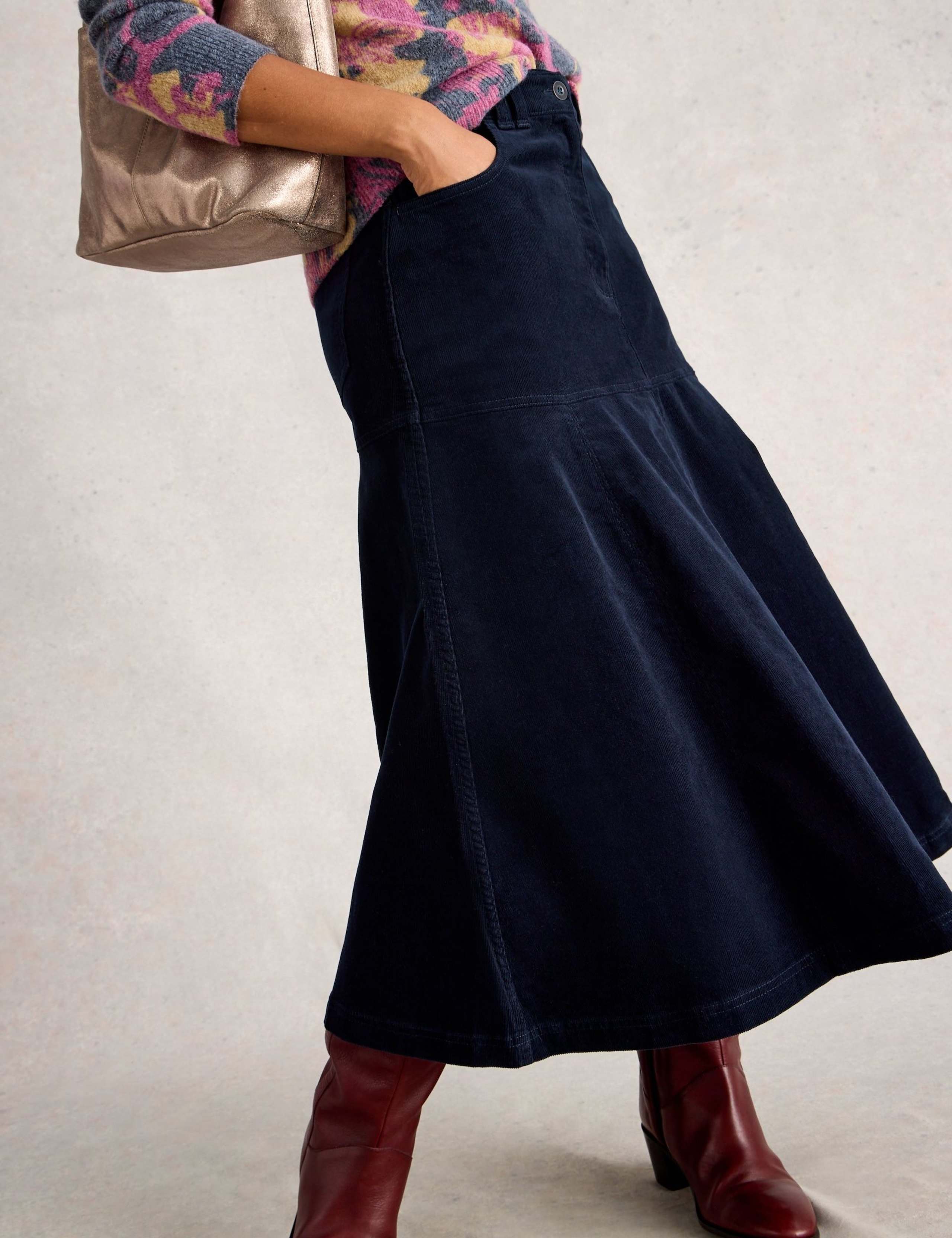 Cord Midi A-Line Skirt 4 of 6