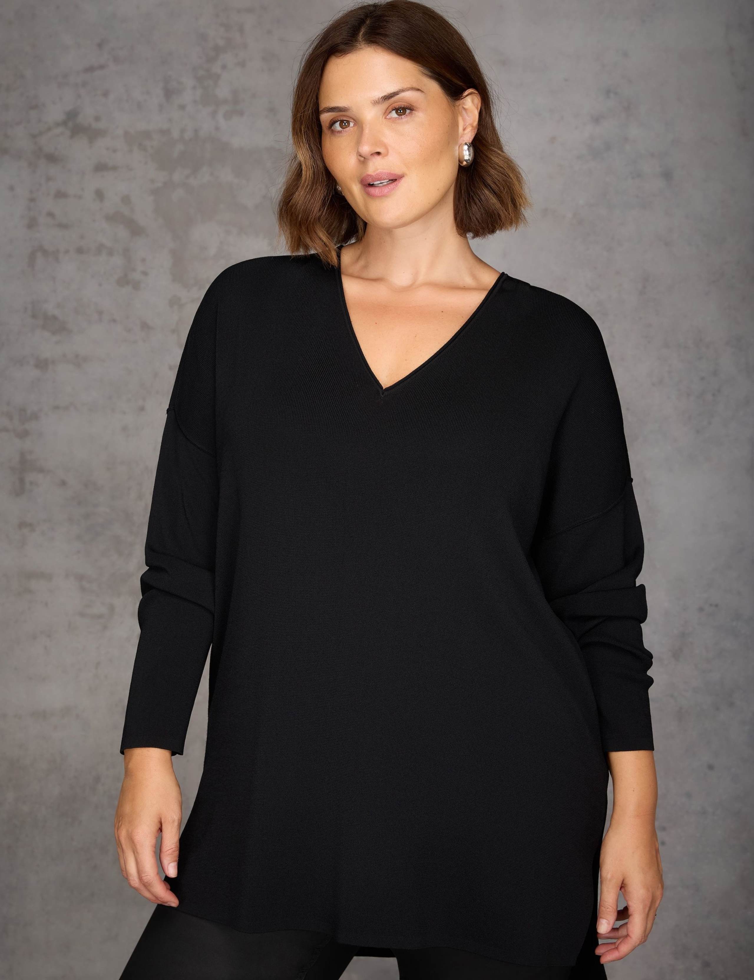 Ribbed V-Neck Longline Jumper 4 of 5