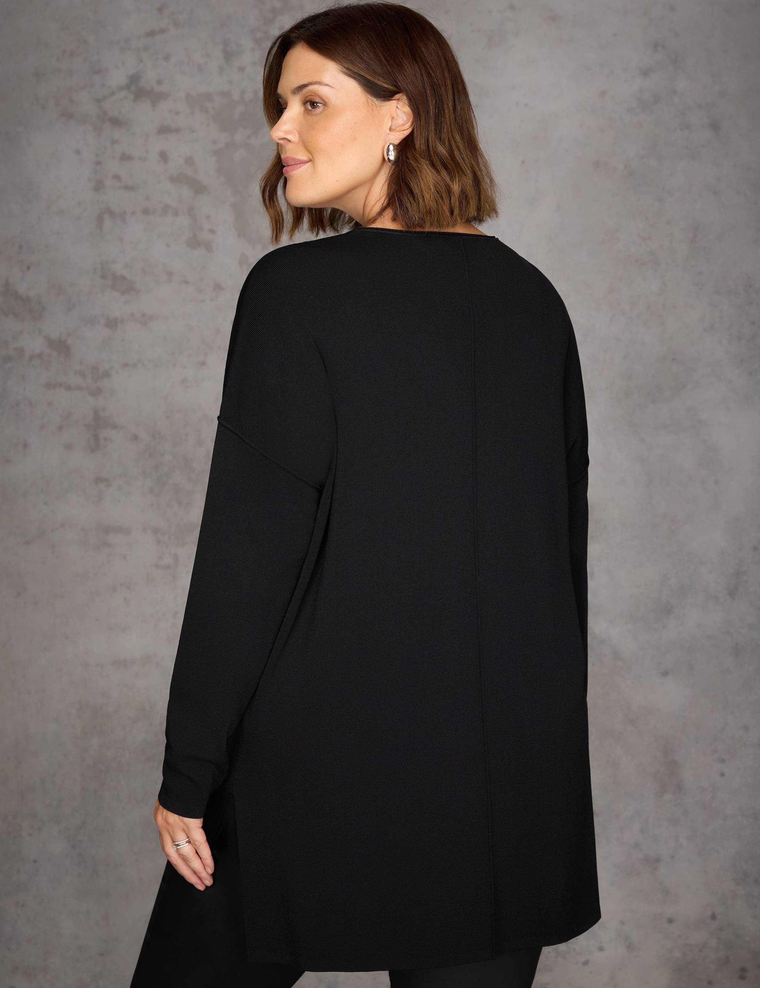 Ribbed V-Neck Longline Jumper 5 of 5