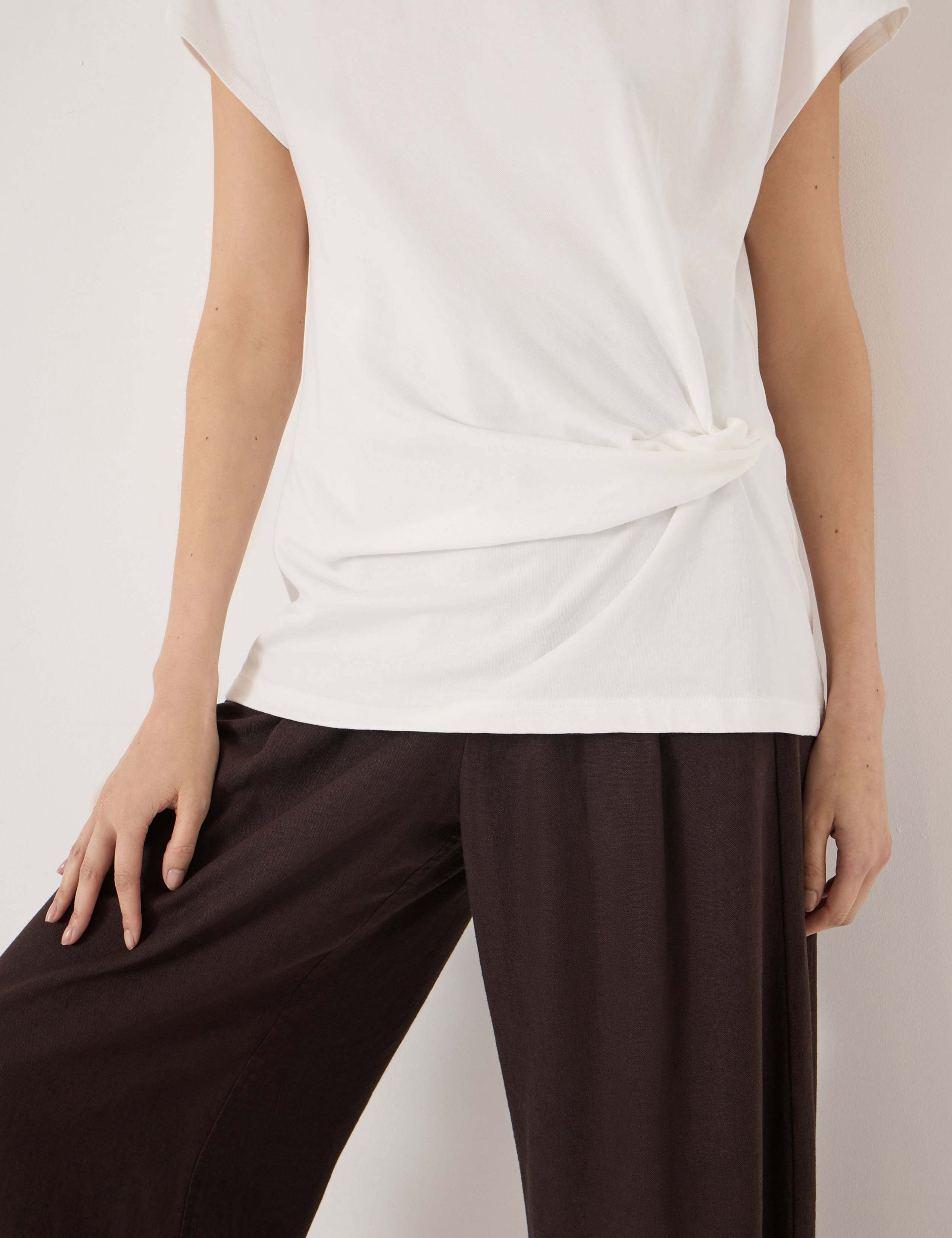 Pure Cotton Knot Detail Crew Neck T-Shirt 4 of 5