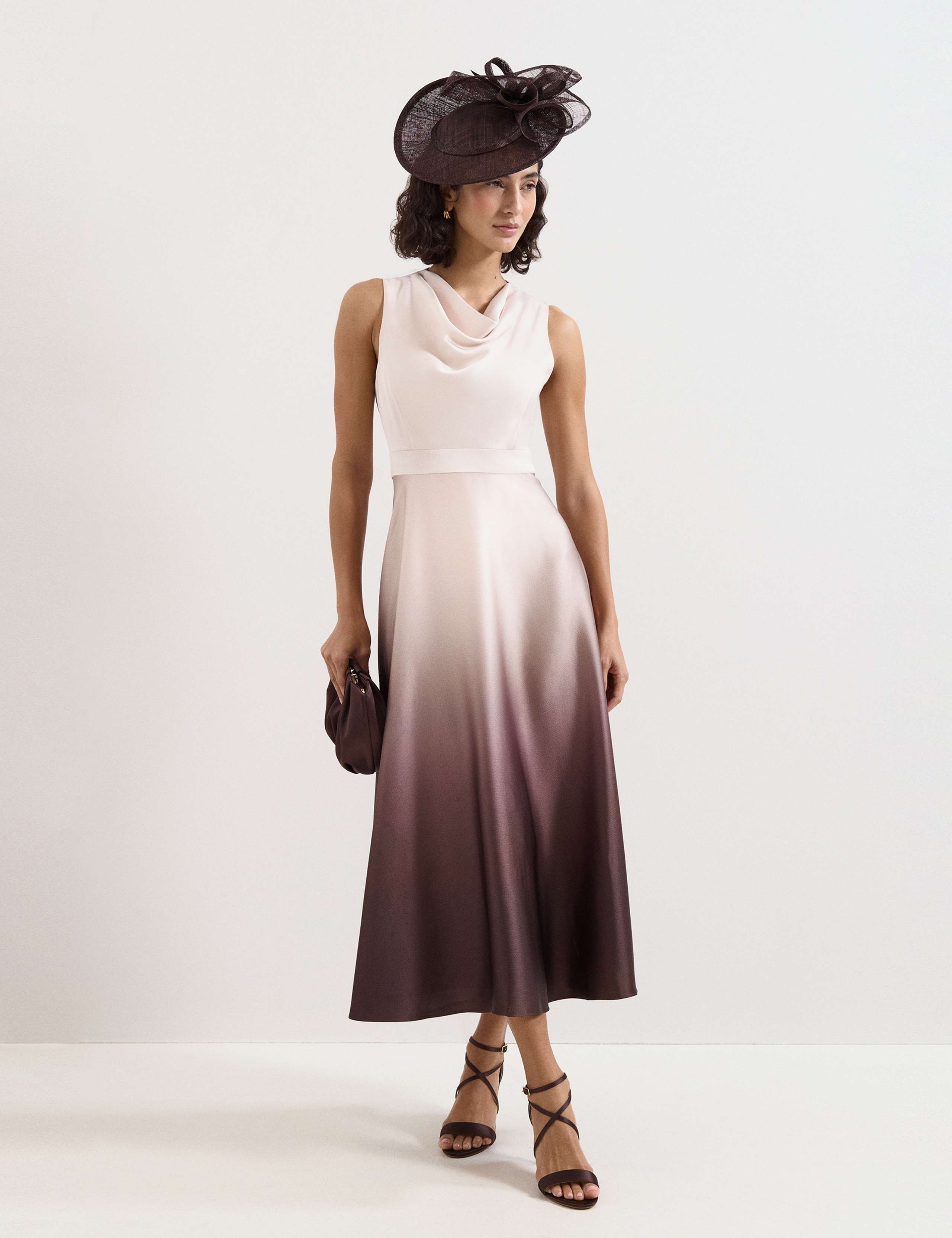 Ombre Cowl Neck Maxi Waisted Dress 1 of 7