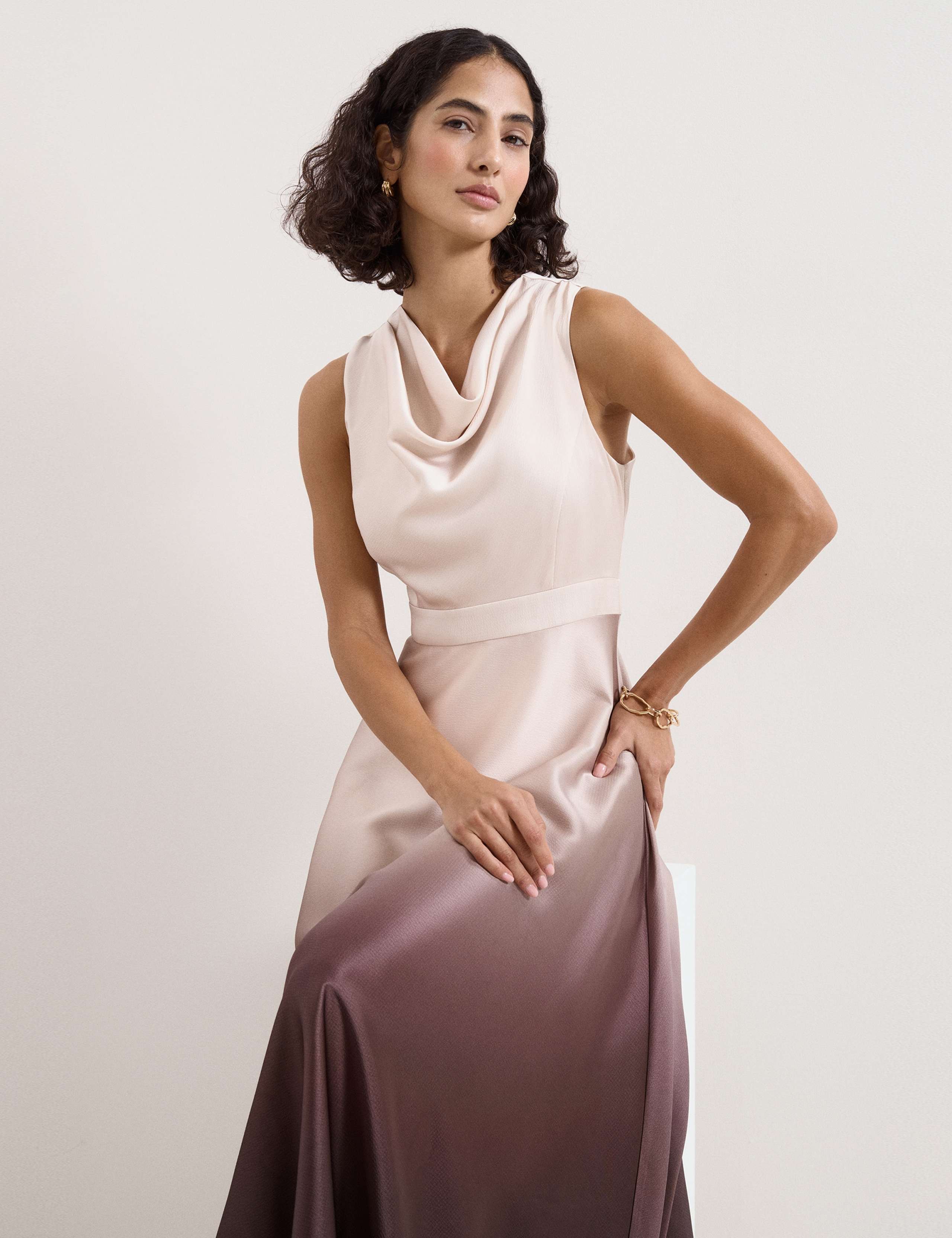 Ombre Cowl Neck Maxi Waisted Dress 6 of 7