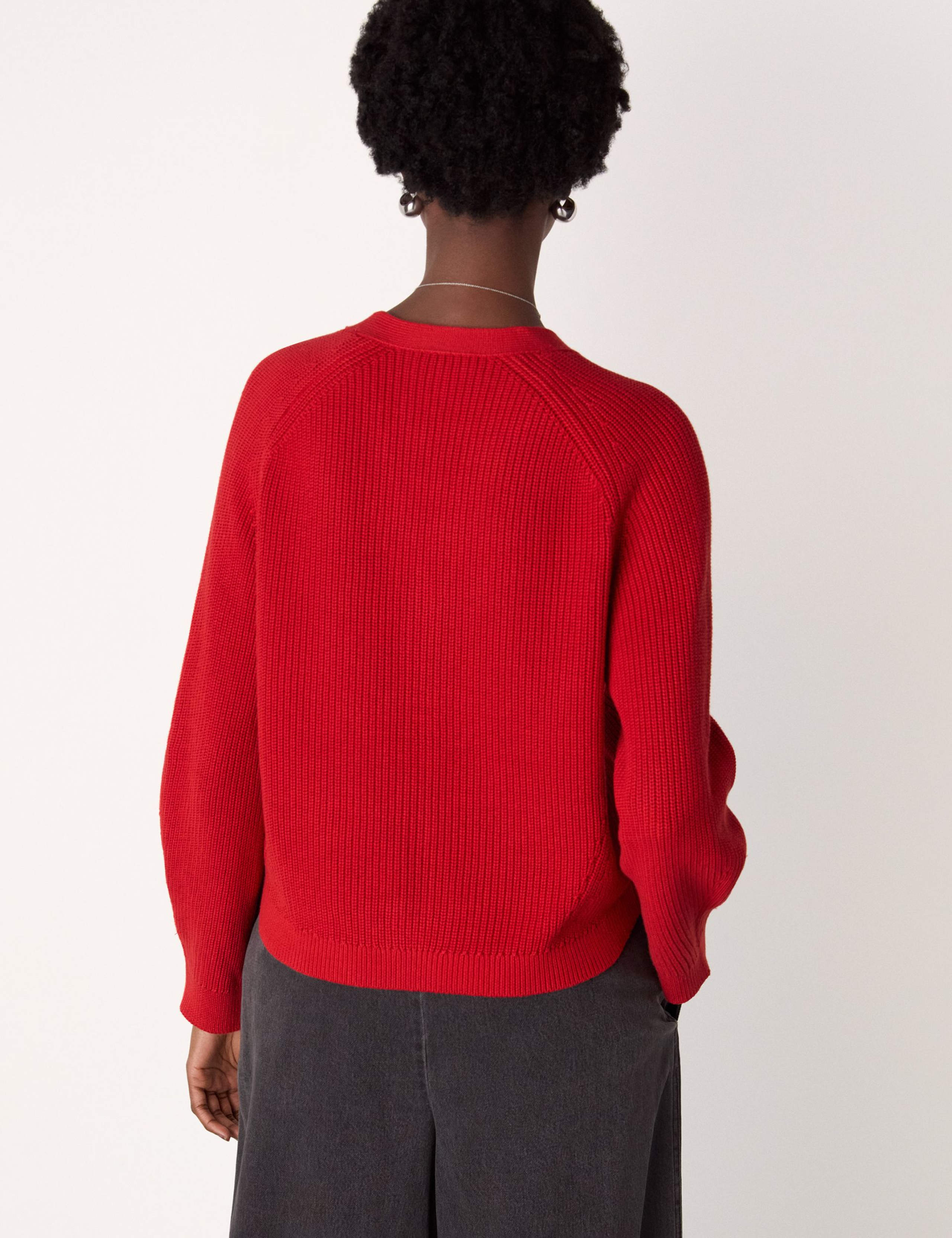 Pure Cotton Ribbed V-Neck Cardigan 3 of 4