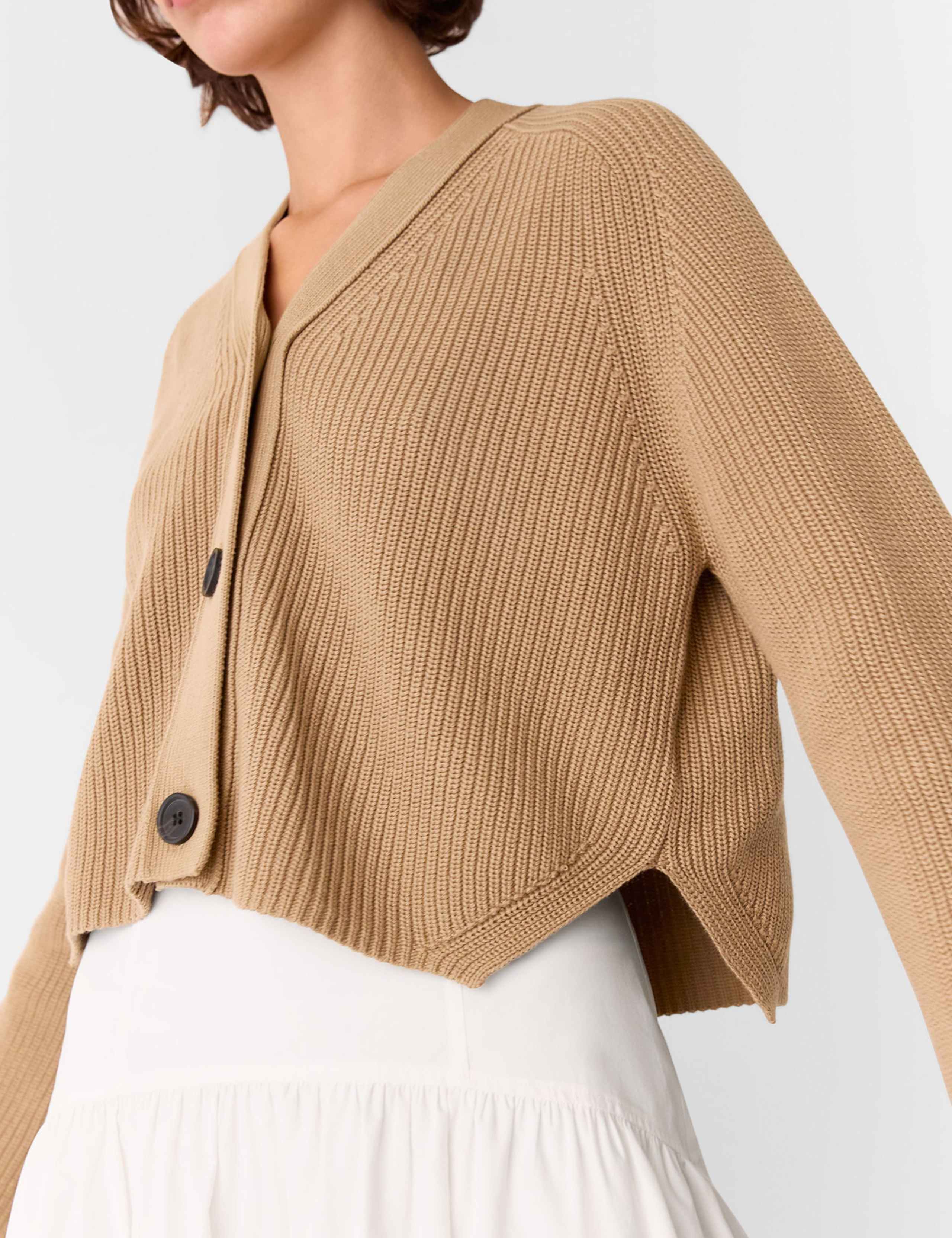 Pure Cotton Textured V-Neck Cardigan 3 of 4
