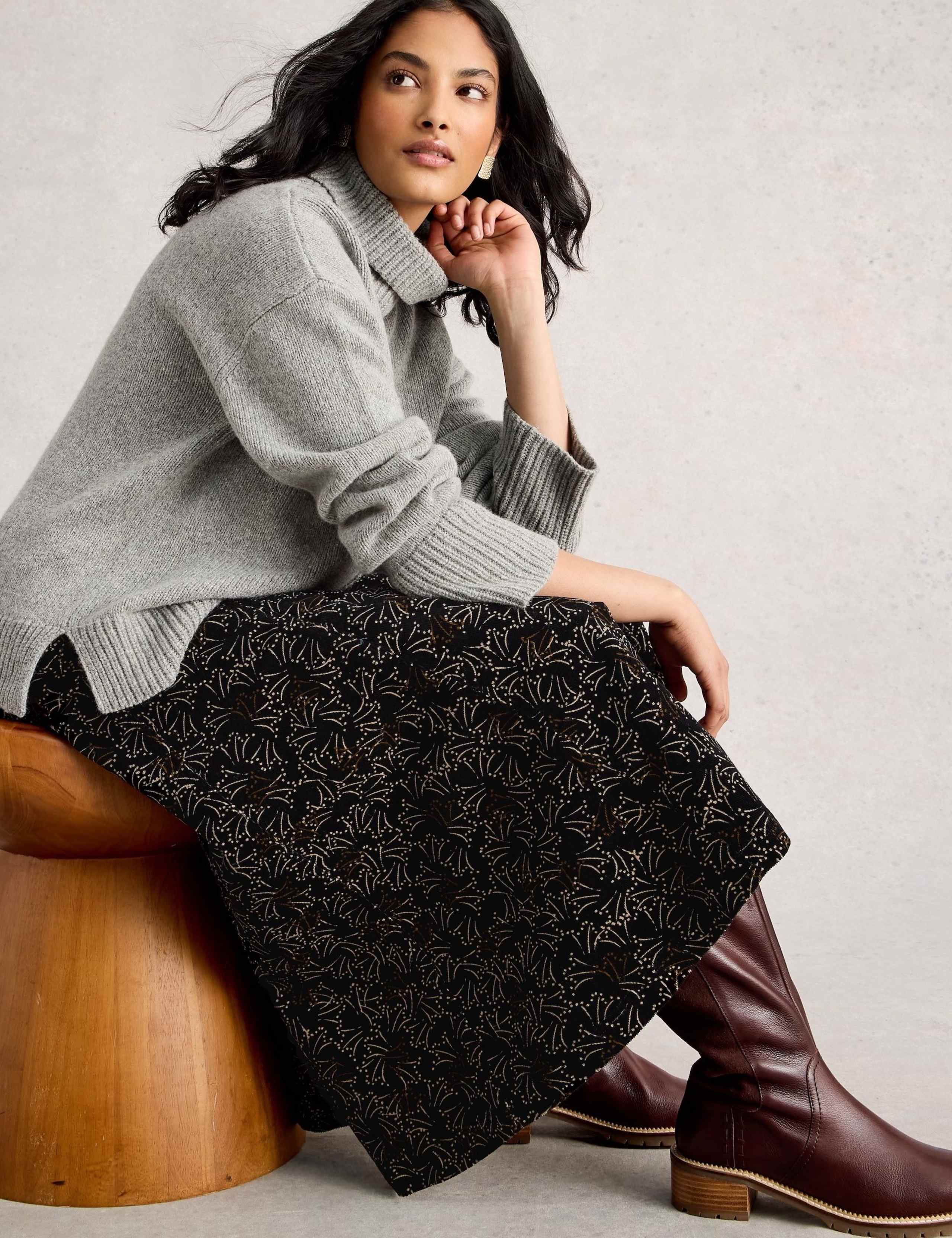 Cord Printed Midi A-Line Skirt 6 of 6