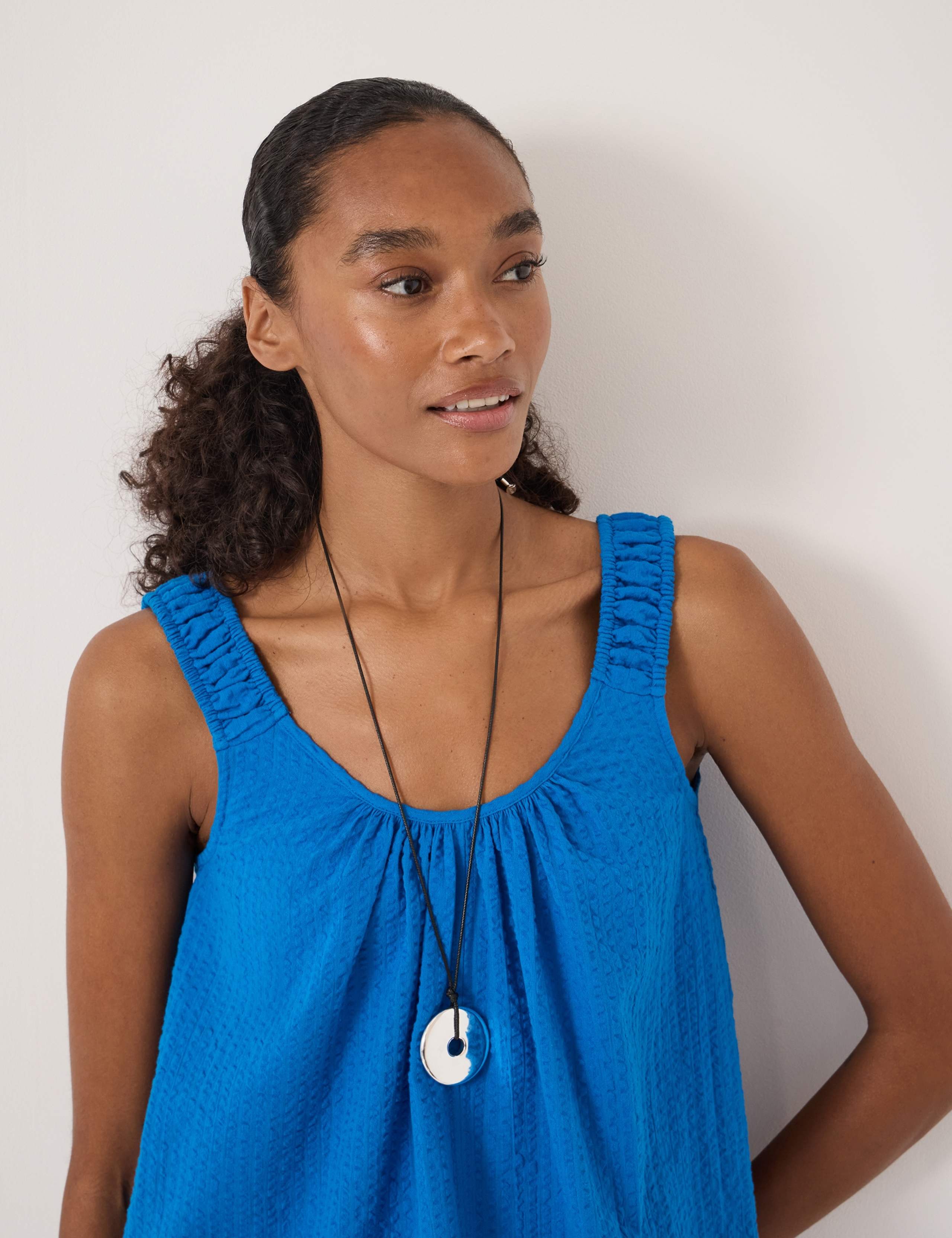 Pure Cotton Seersucker Scoop Neck Top 3 of 5