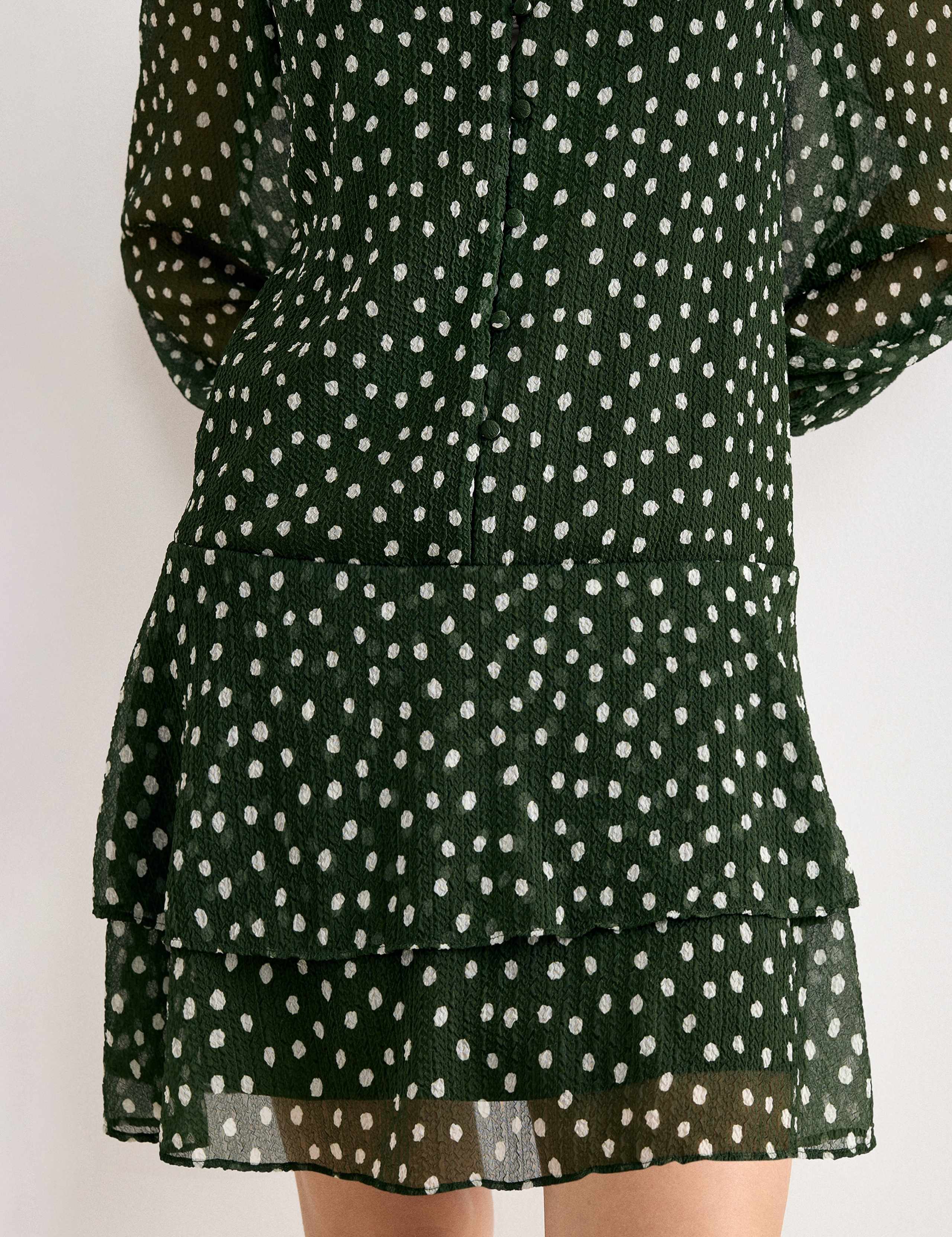 Polka Dot V-Neck Mini Swing Dress 3 of 6