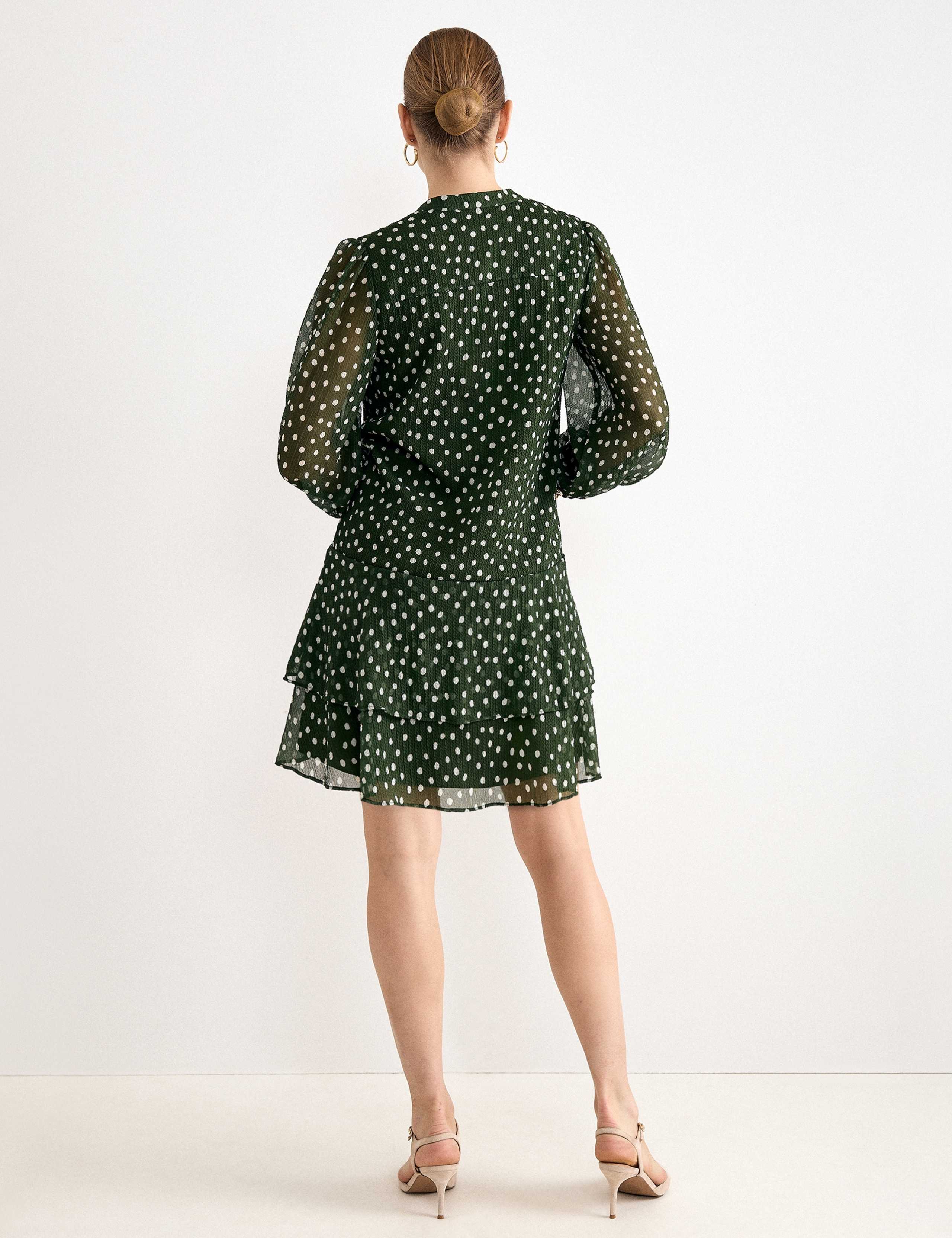 Polka Dot V-Neck Mini Swing Dress 4 of 6