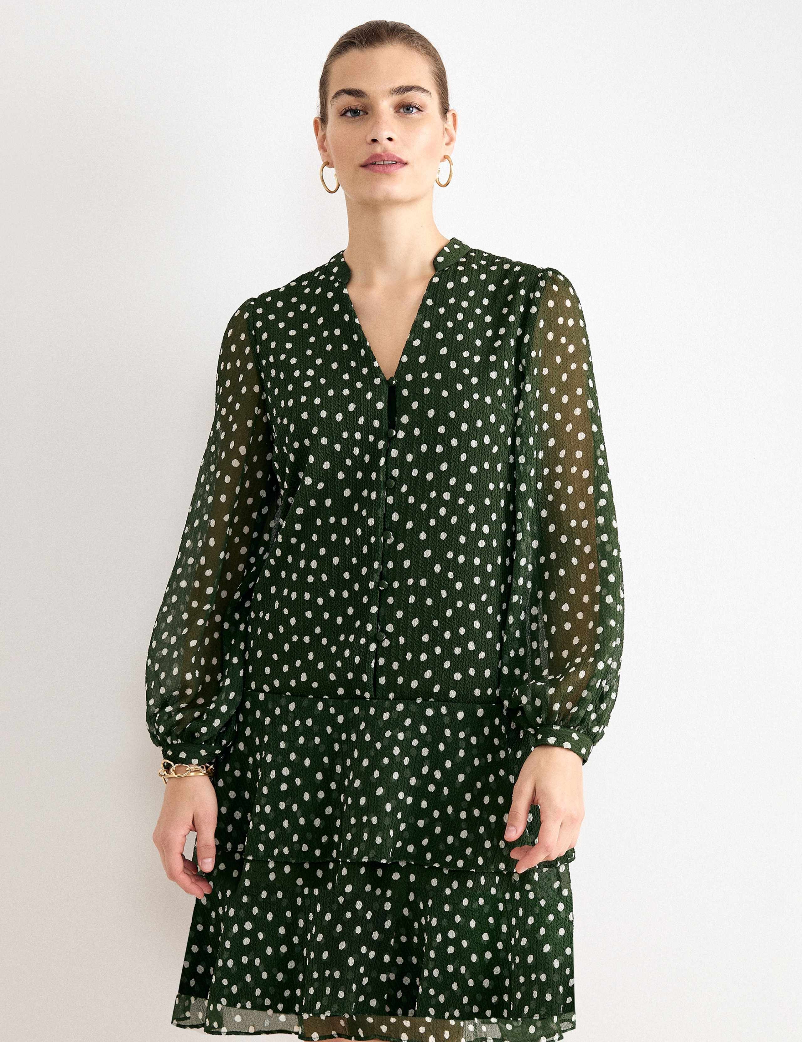 Polka Dot V-Neck Mini Swing Dress 5 of 6