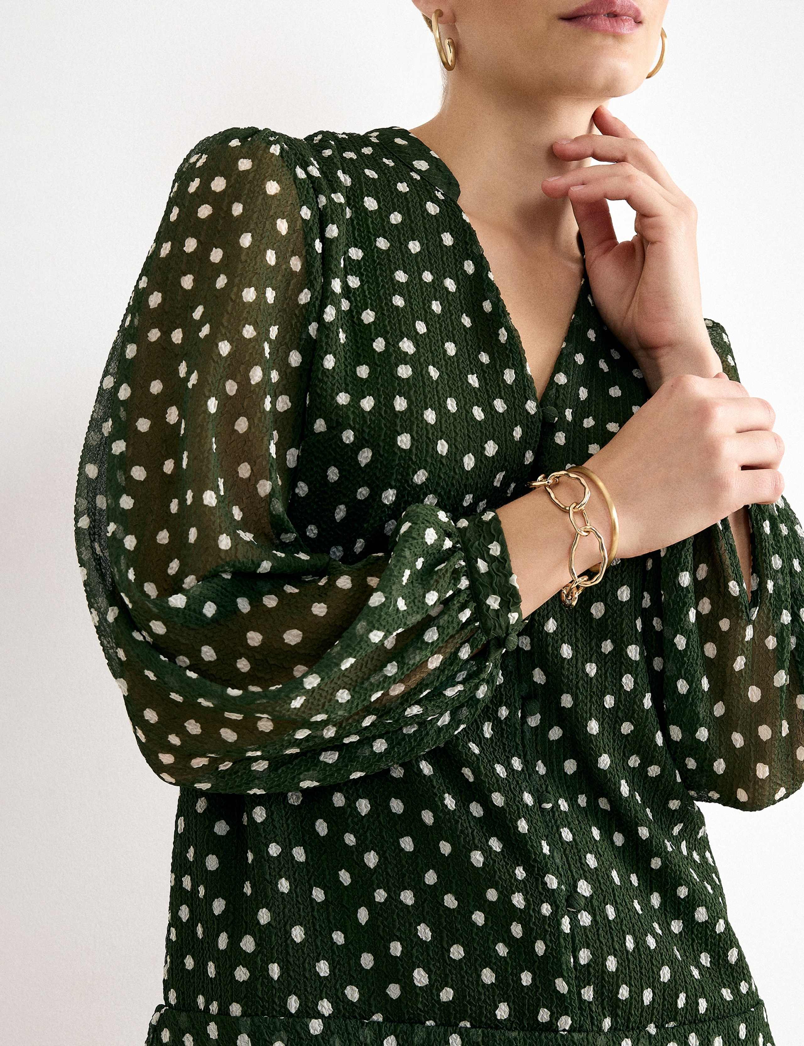 Polka Dot V-Neck Mini Swing Dress 6 of 6