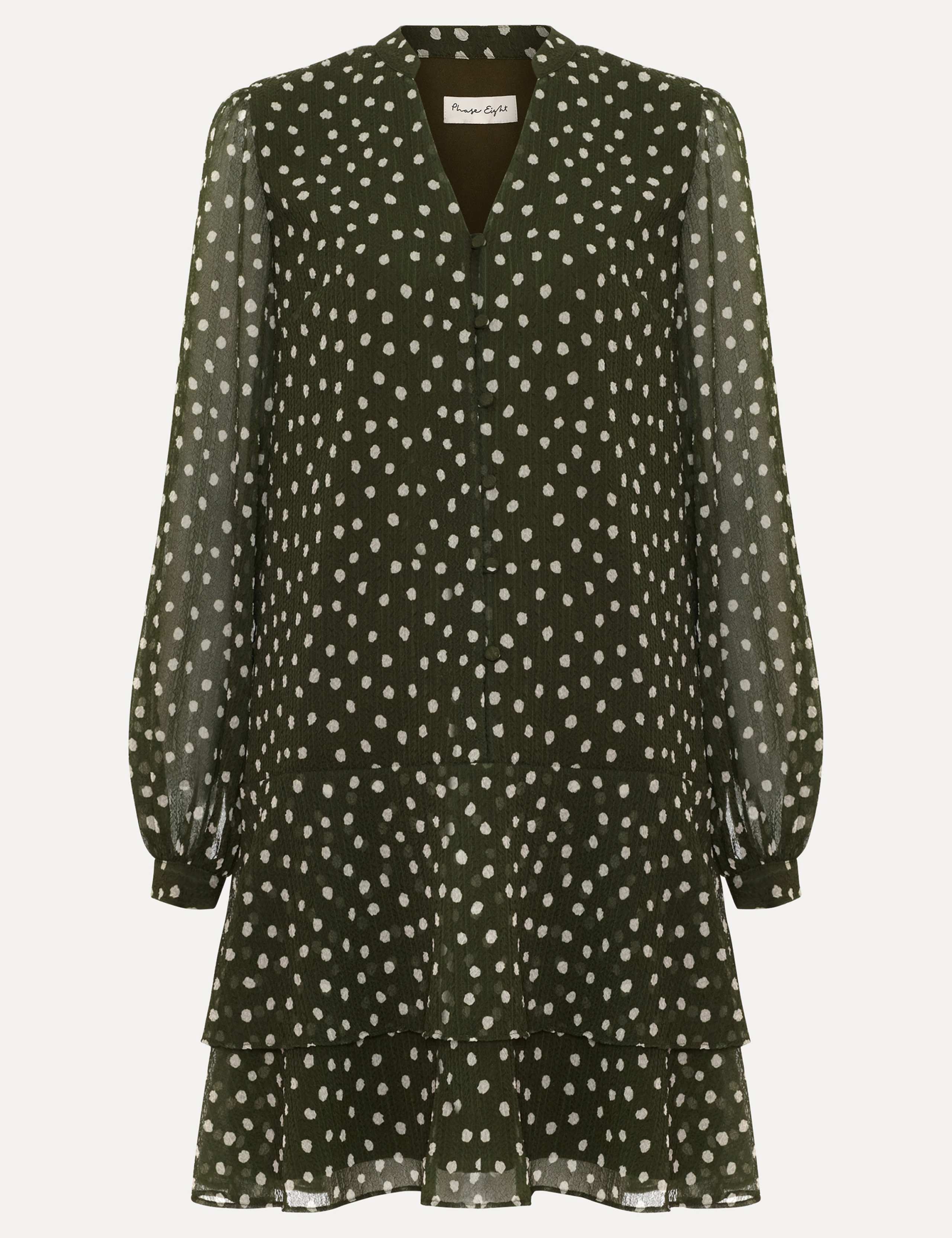 Polka Dot V-Neck Mini Swing Dress 2 of 6