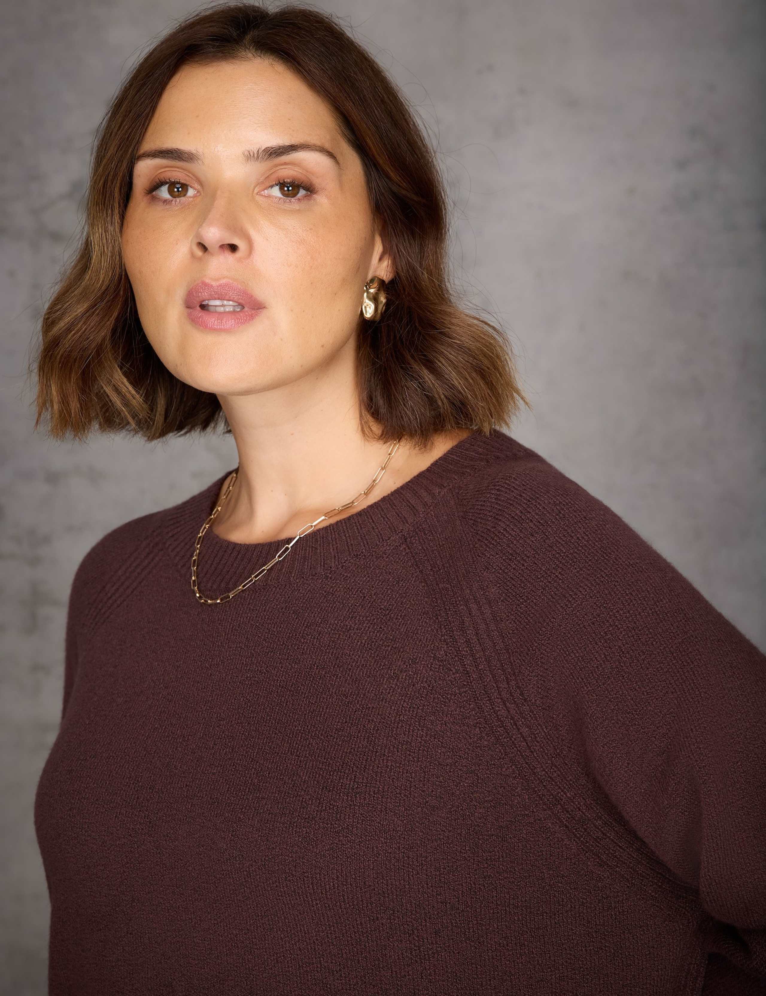 Cotton Blend Textured Split Hem Longline Jumper 4 of 6
