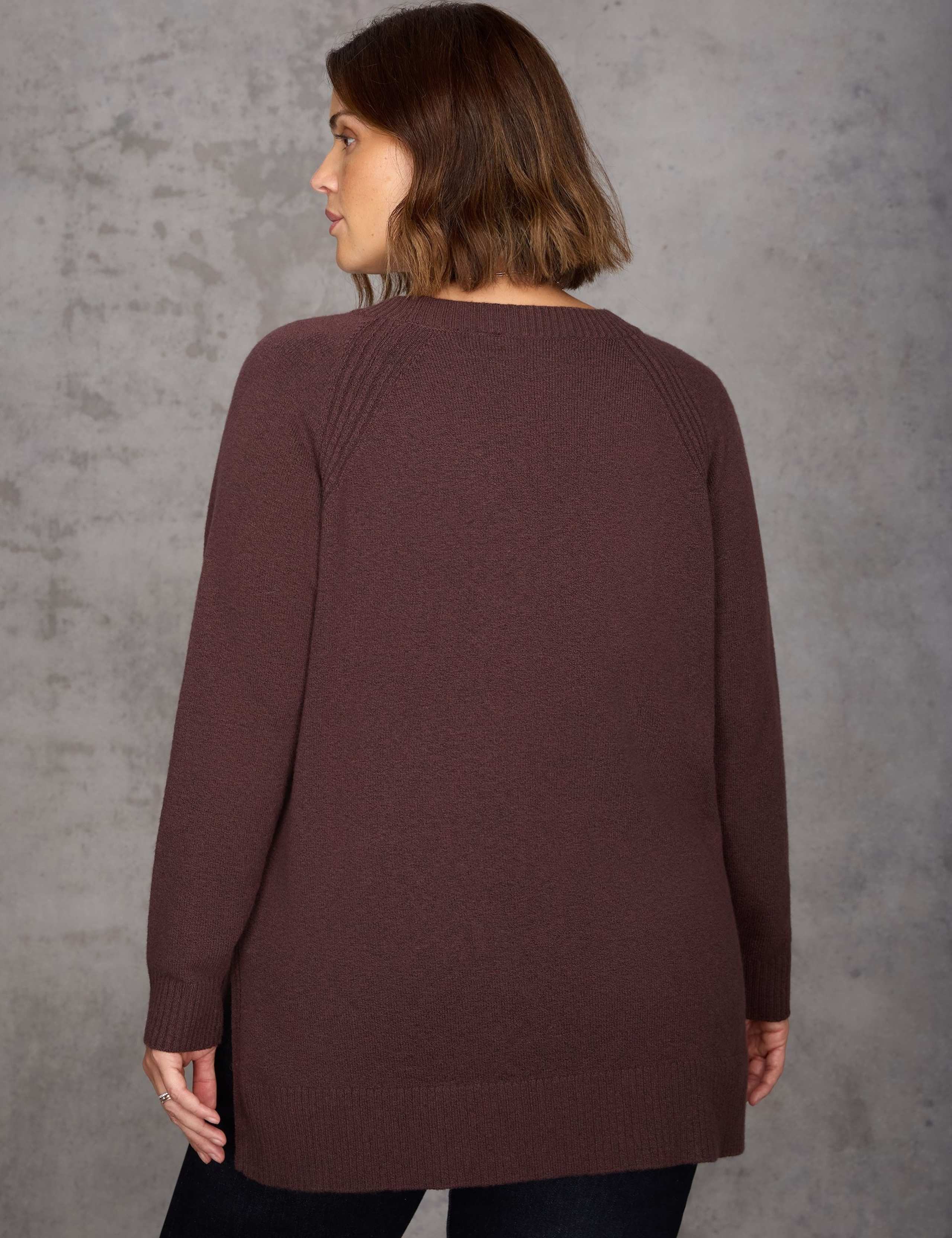 Cotton Blend Textured Split Hem Longline Jumper 5 of 6