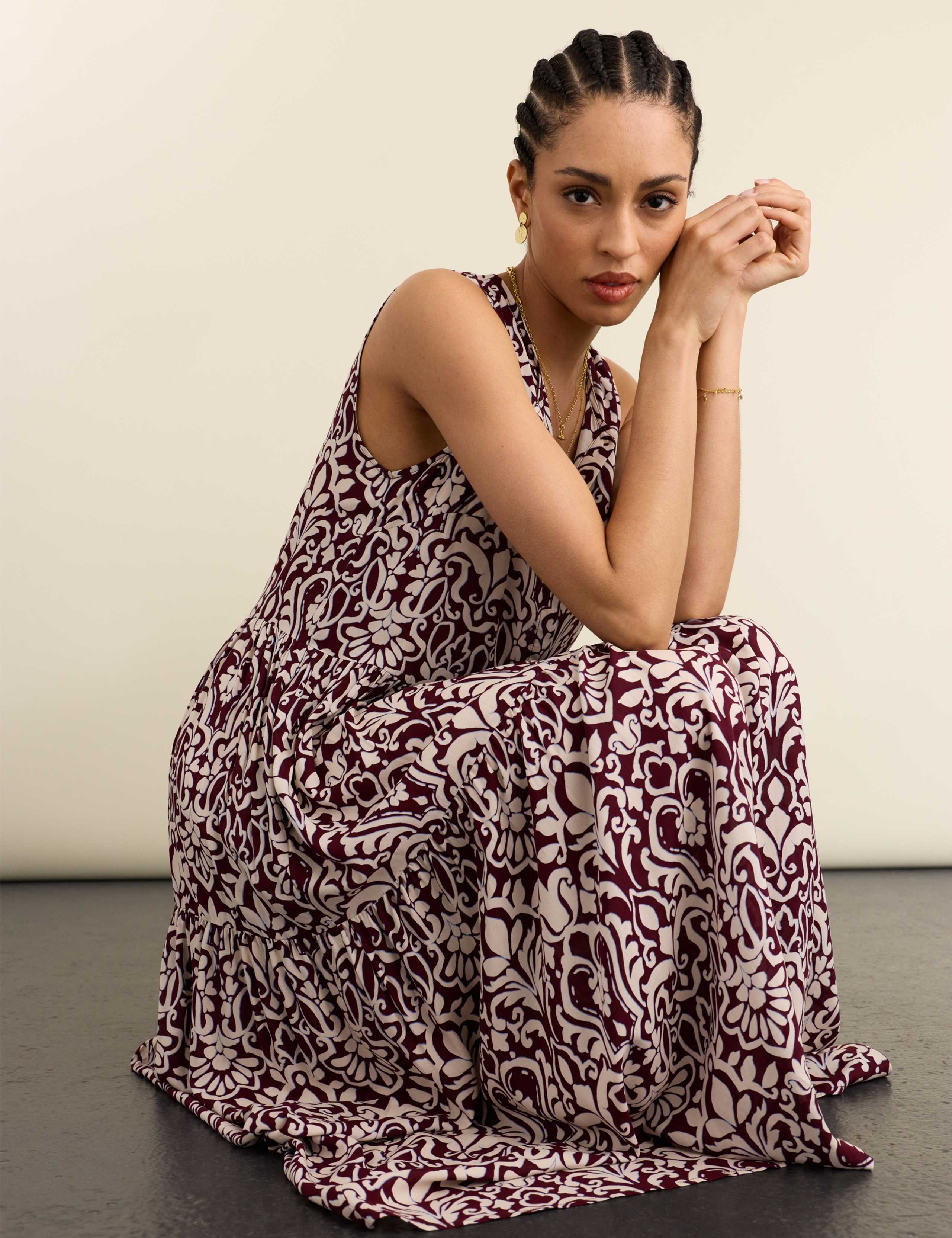 Printed Sleeveless Midi Tiered Dress 4 of 6