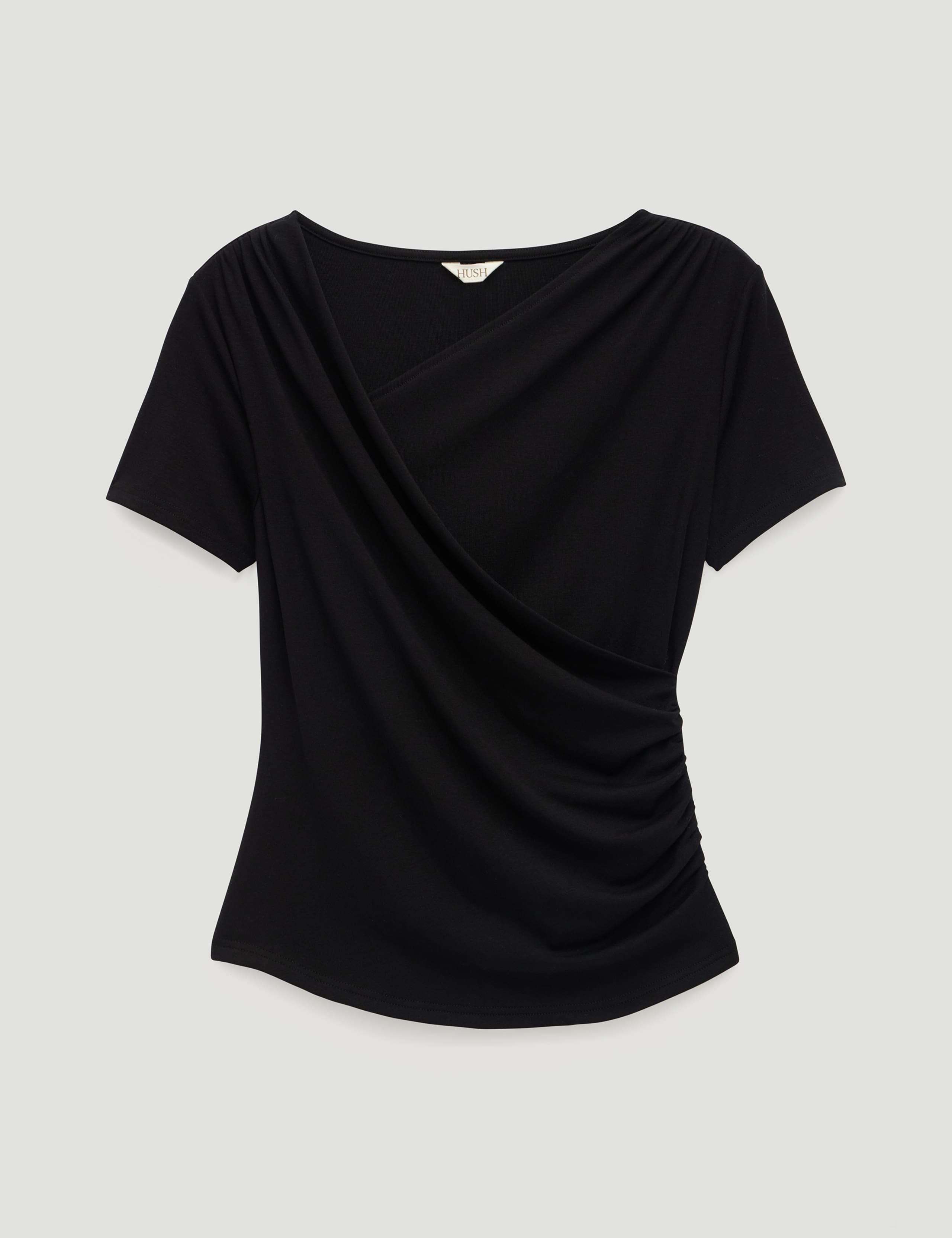 Lyocell Rich Wrap Detail T-Shirt with Wool 2 of 5