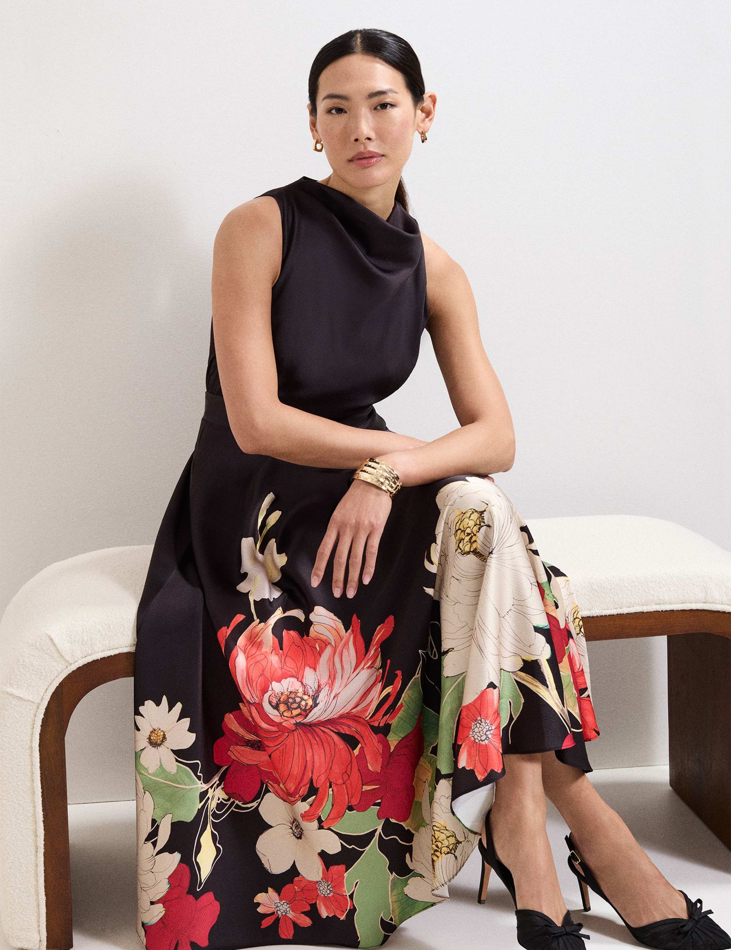 Floral Cowl Neck Midaxi Skater Dress 5 of 7