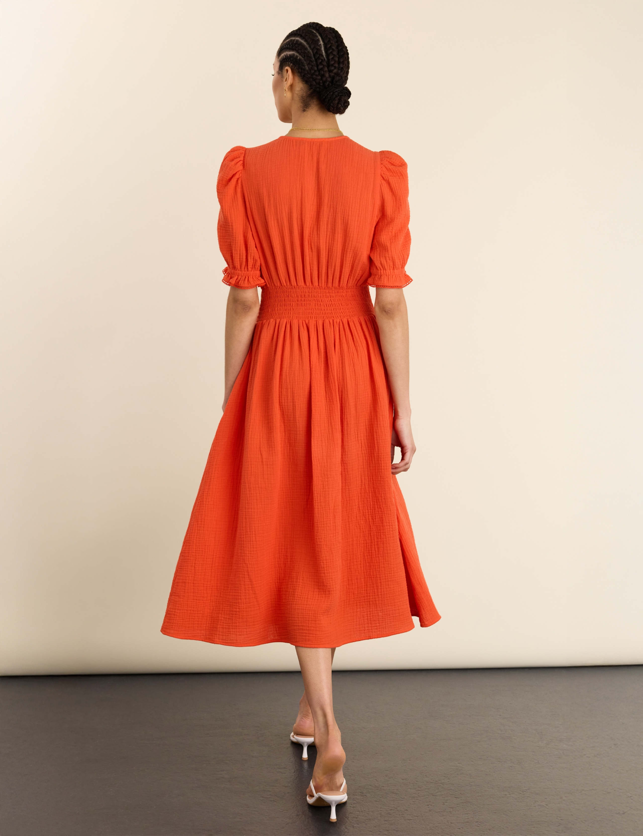 Pure Cotton Cheesecloth V-Neck Midi Dress 3 of 6