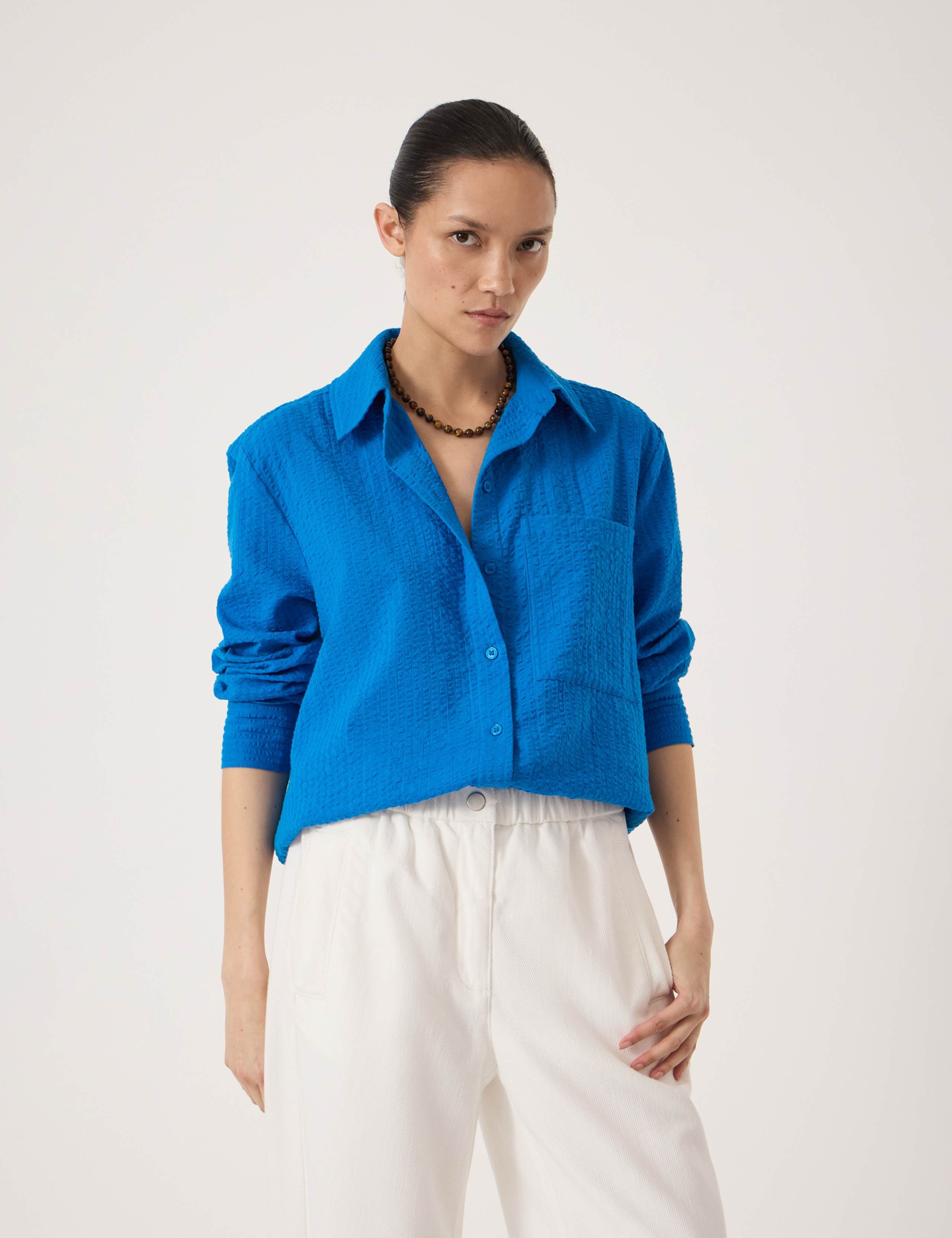 Pure Cotton Seersucker Button Through Shirt 1 of 5