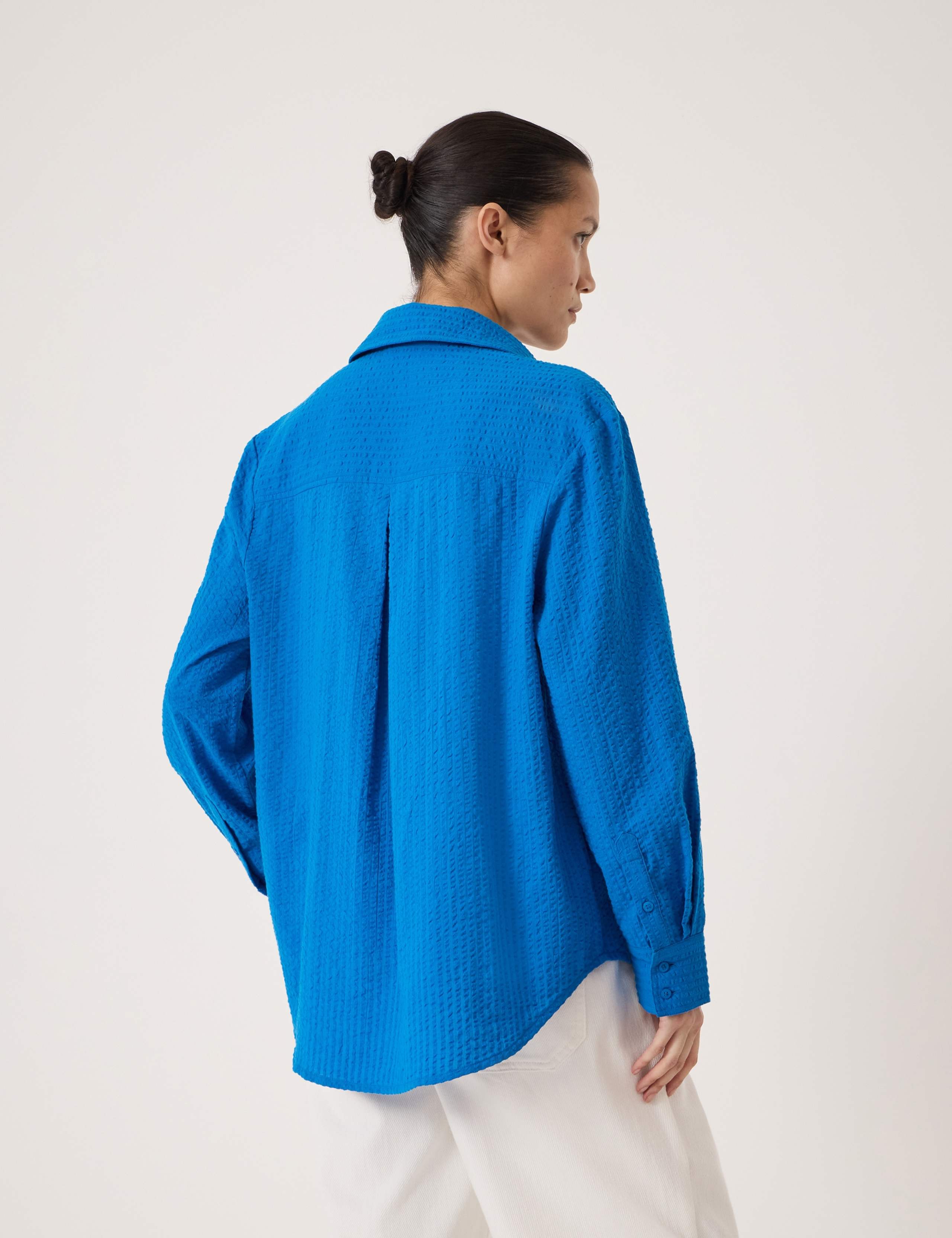 Pure Cotton Seersucker Button Through Shirt 4 of 5