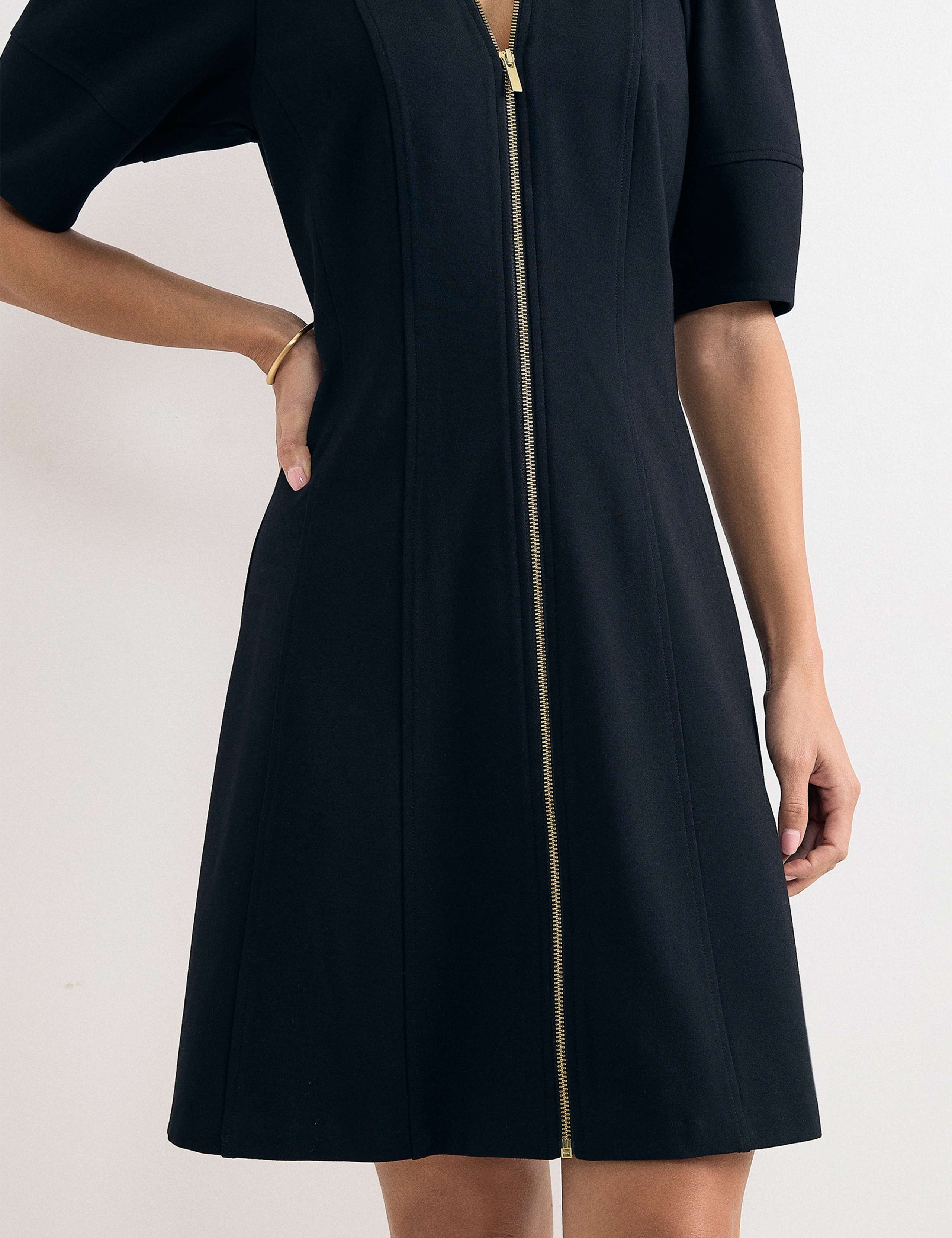 Round Neck Zip Up Mini Shift Dress 7 of 7