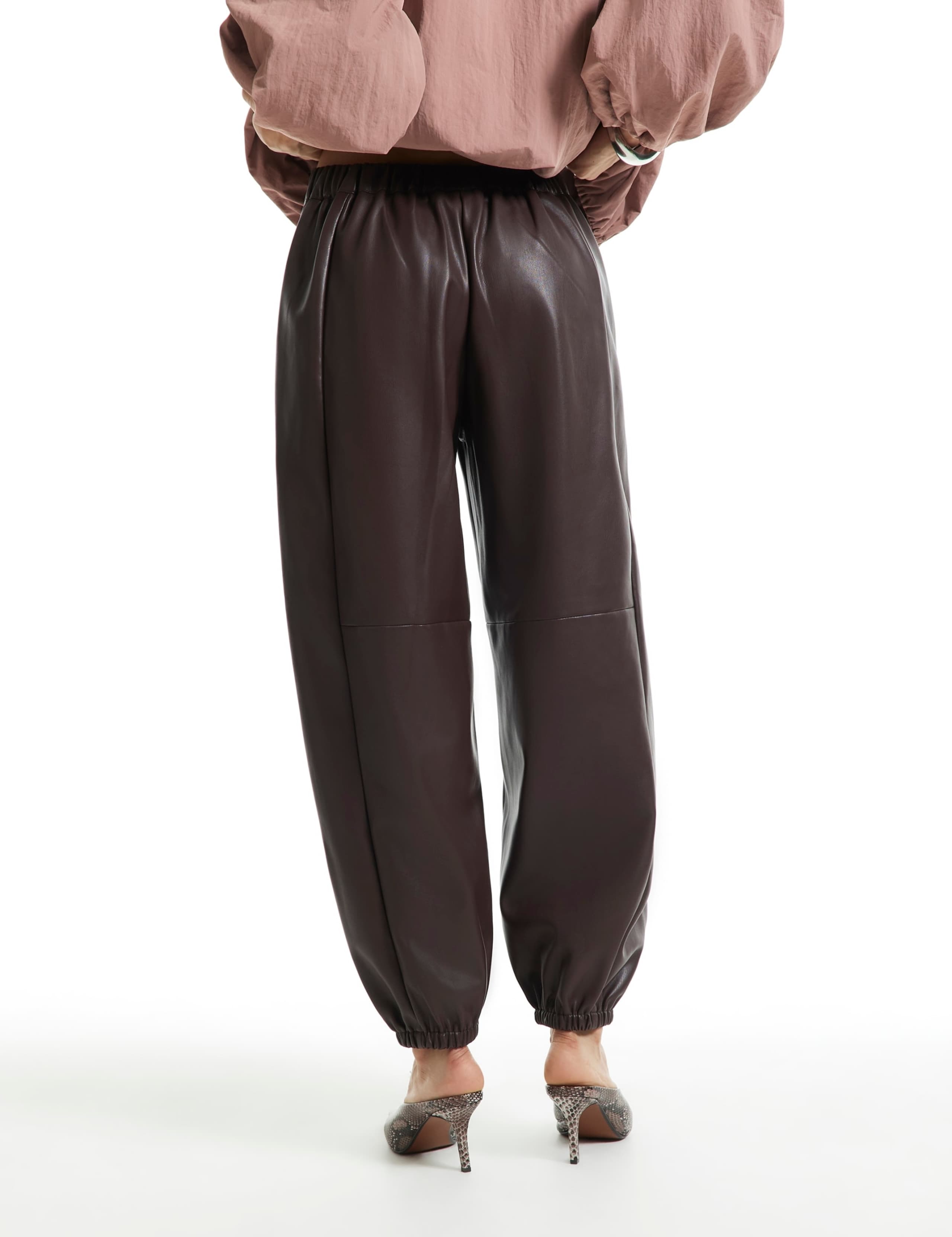 Faux Leather Harem Ankle Grazer Joggers 2 of 6