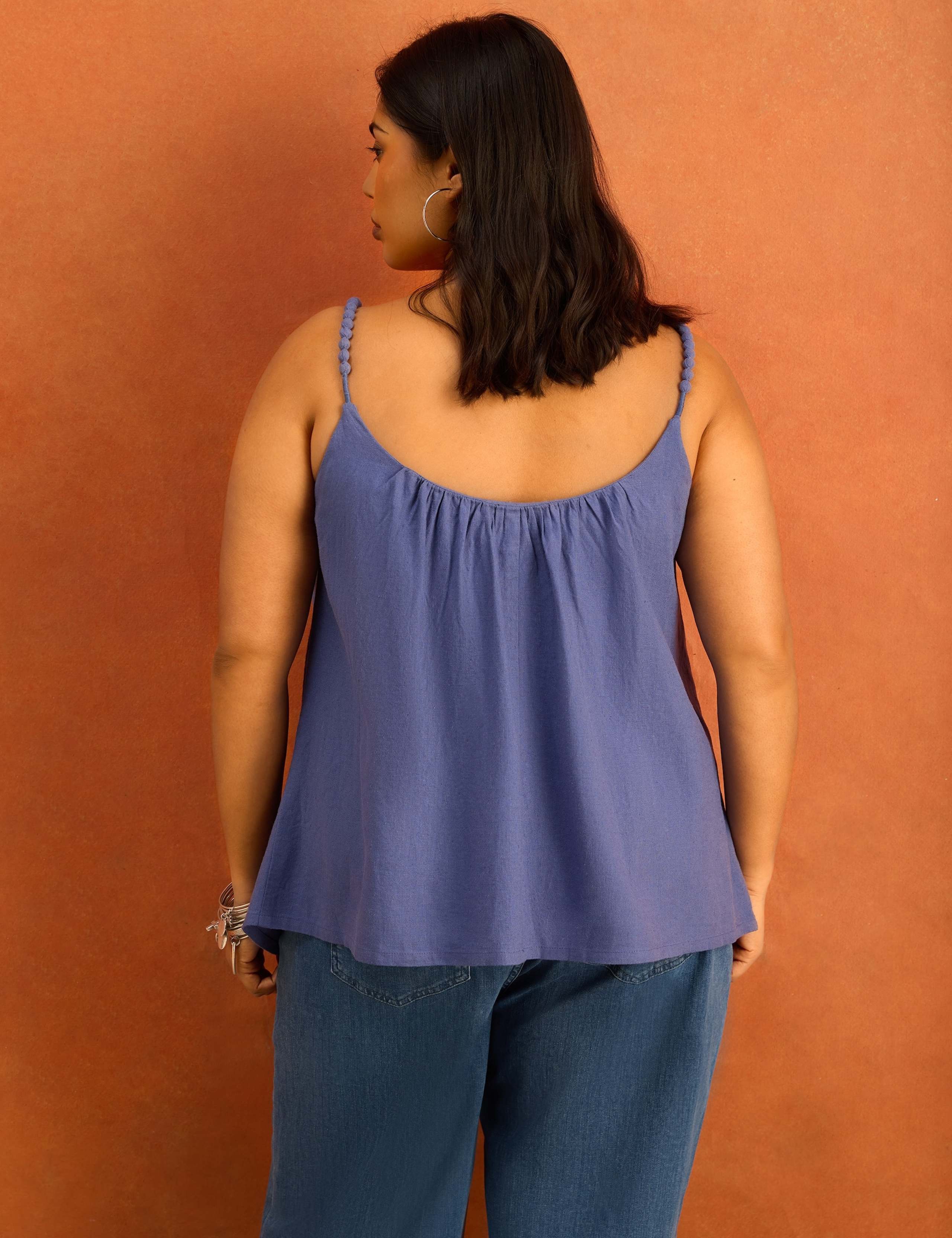 Linen Blend Scoop Neck Cami Top 3 of 5