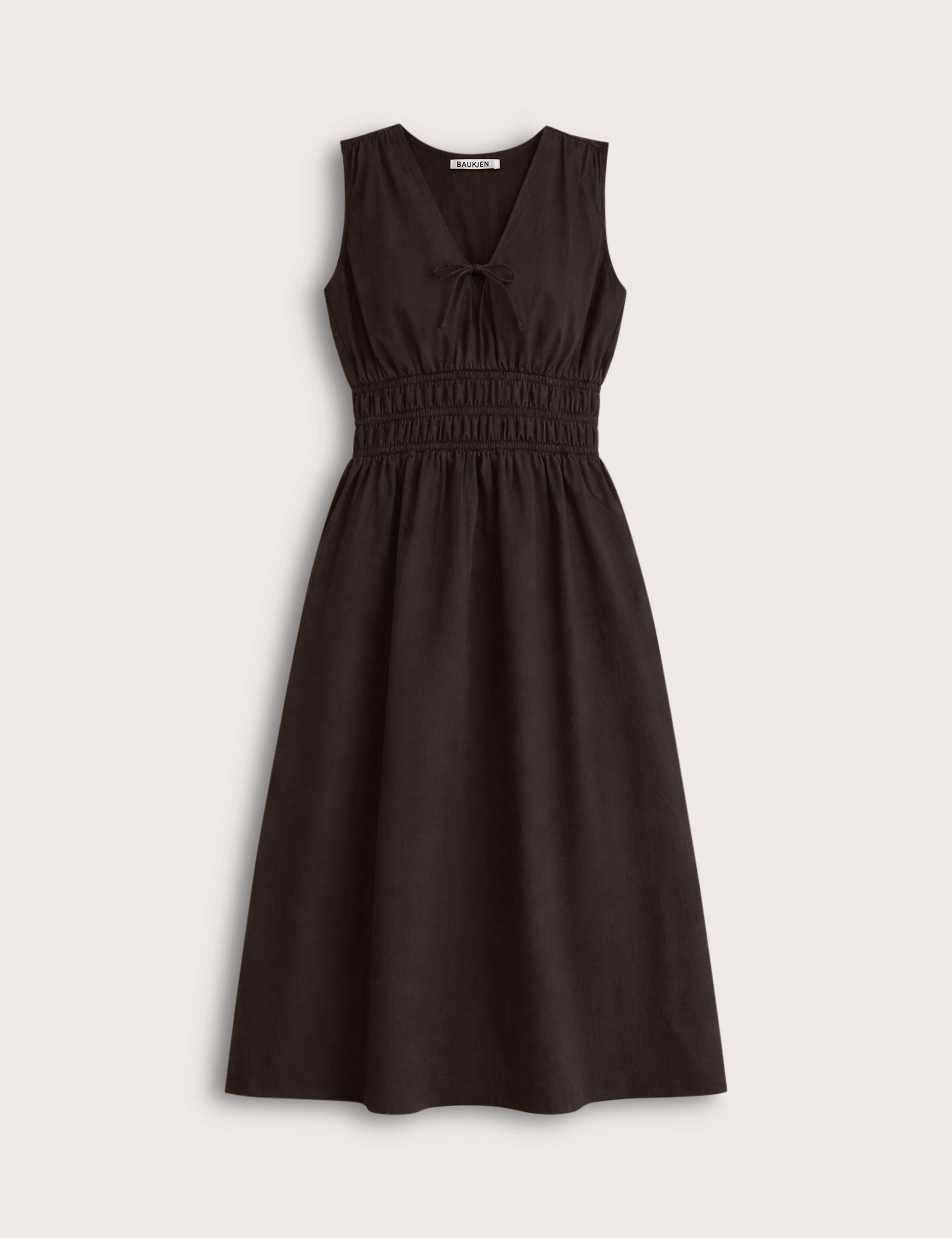 Pure Cotton V-Neck Midi Waisted Dress 2 of 5