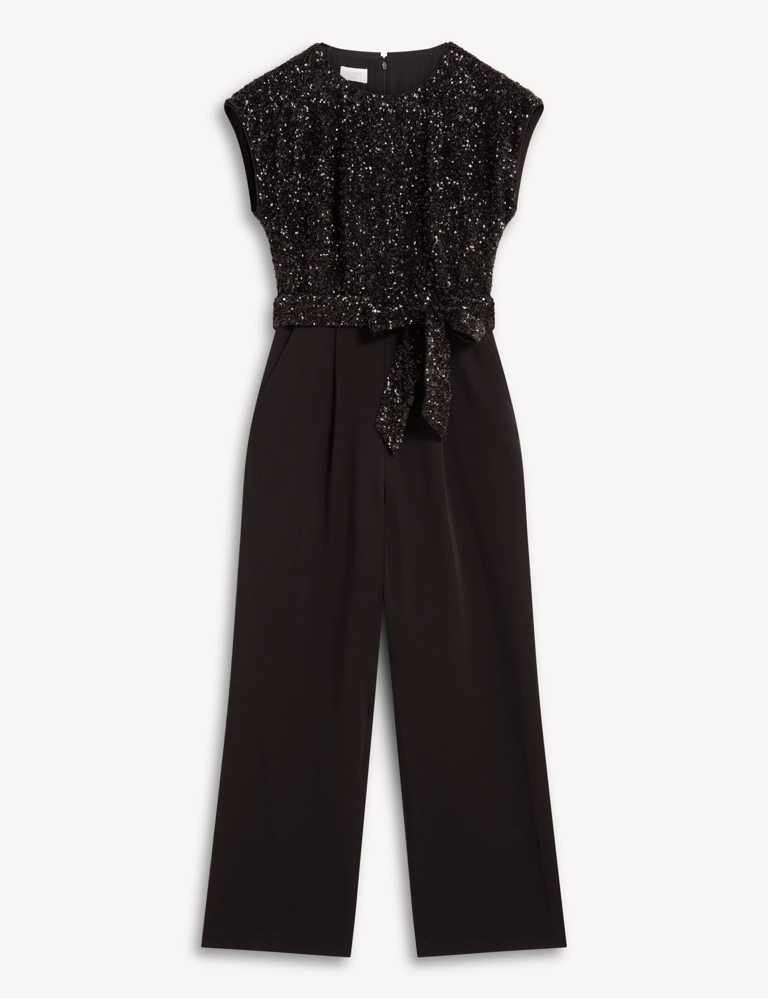 Crepe Sequin Tie Waist Wide Leg Jumpsuit 2 of 7
