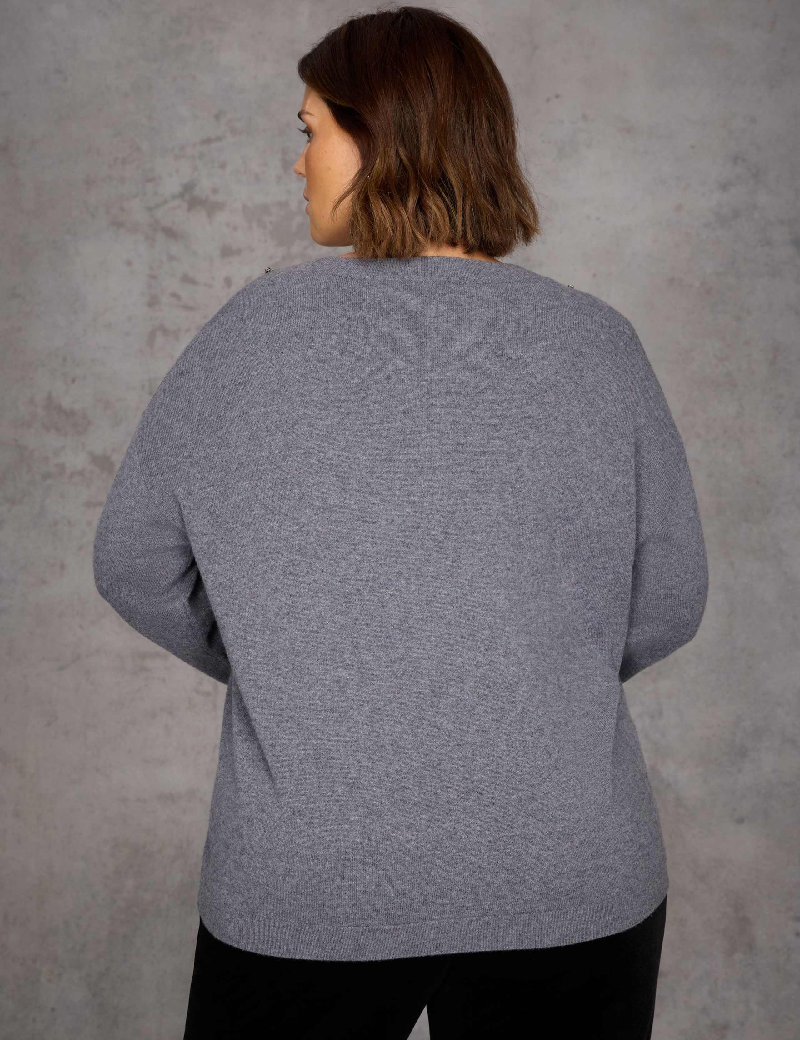 Wool Blend Embellished Crew Neck Jumper 3 of 7