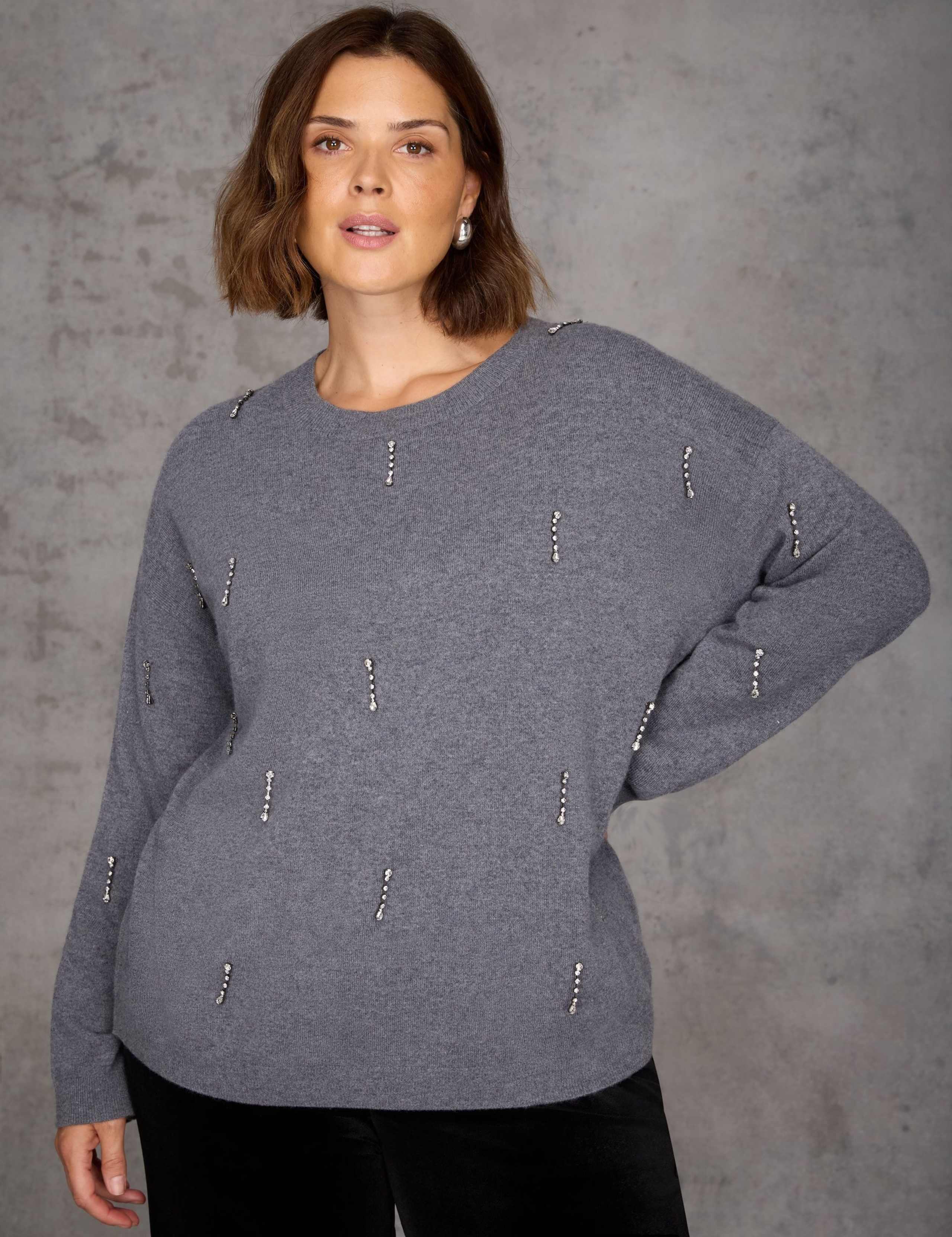 Wool Blend Embellished Crew Neck Jumper 5 of 7
