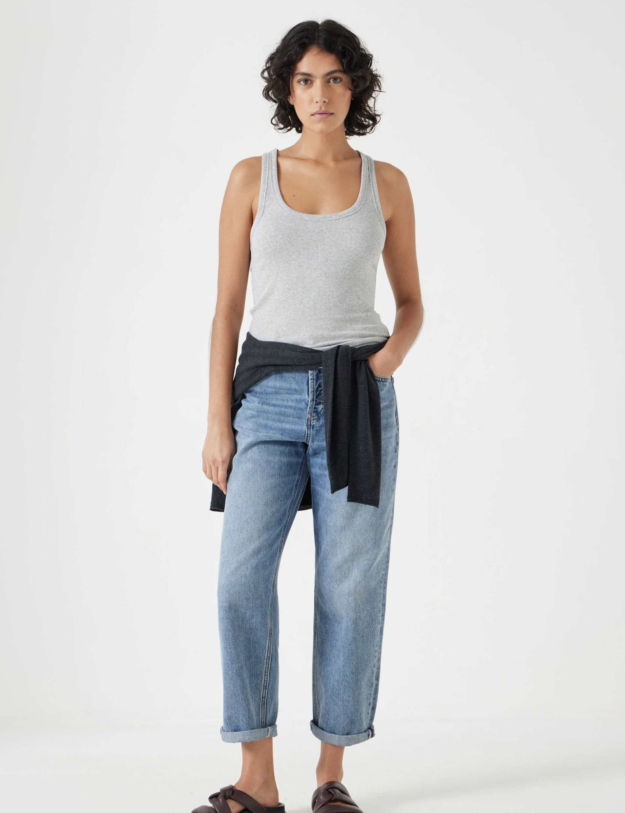 Cotton Rich Ribbed Scoop Neck Vest Top 3 of 5