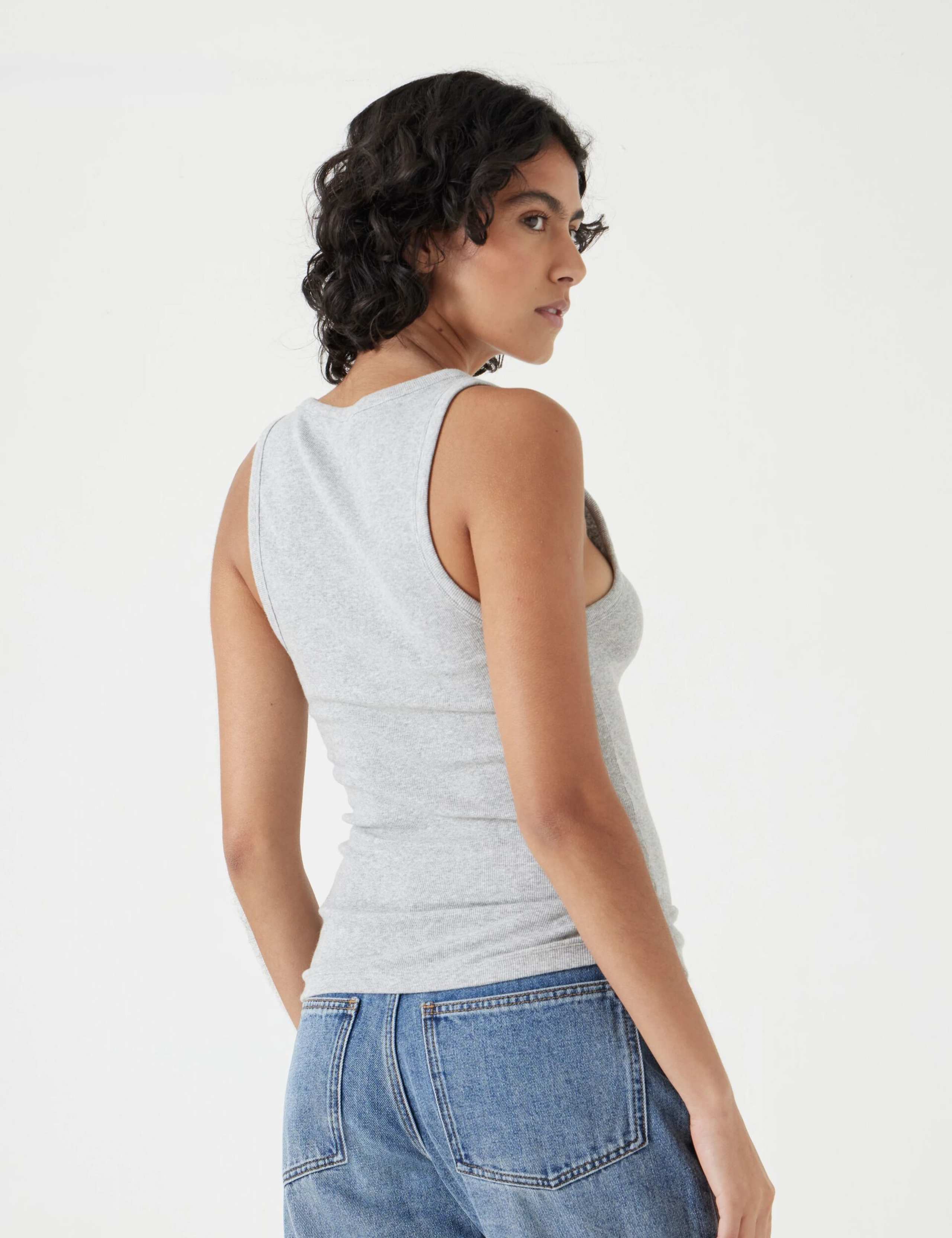 Cotton Rich Ribbed Scoop Neck Vest Top 4 of 5