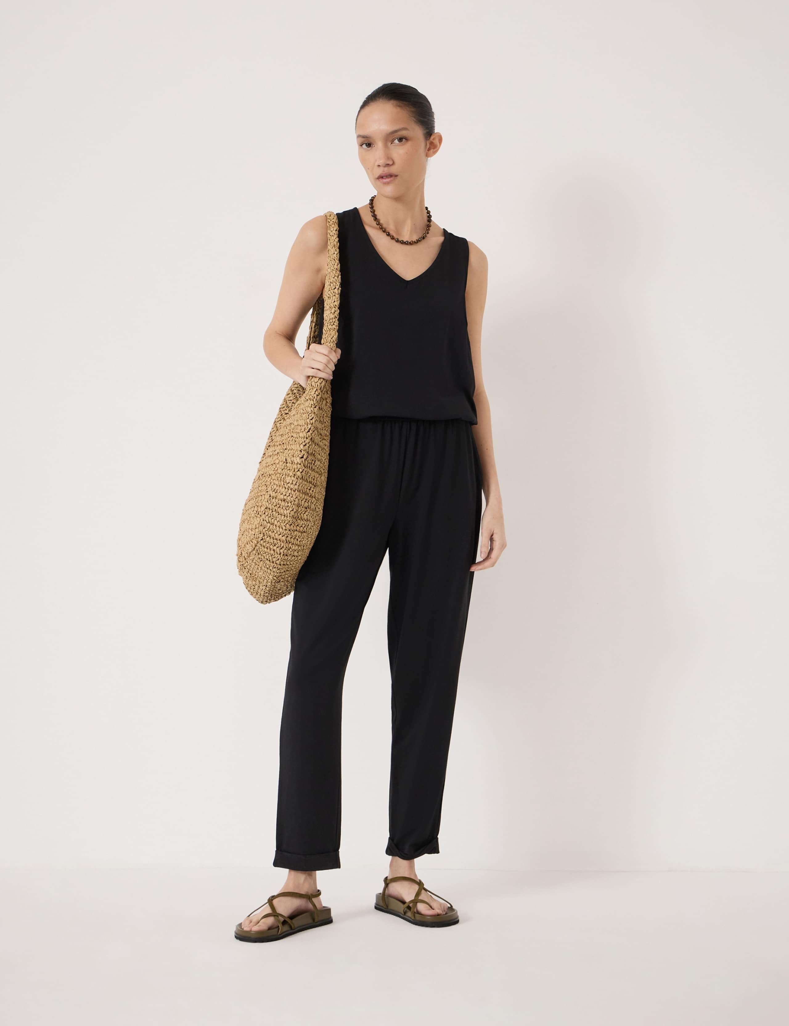Jersey Sleeveless Cropped Jumpsuit 1 of 5