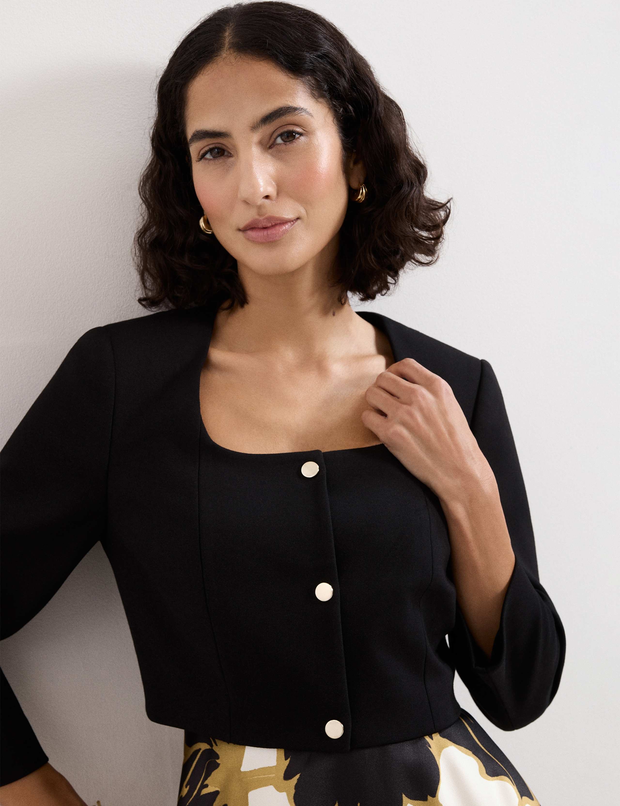 Square Neck Lightweight Cropped Jacket 3 of 6