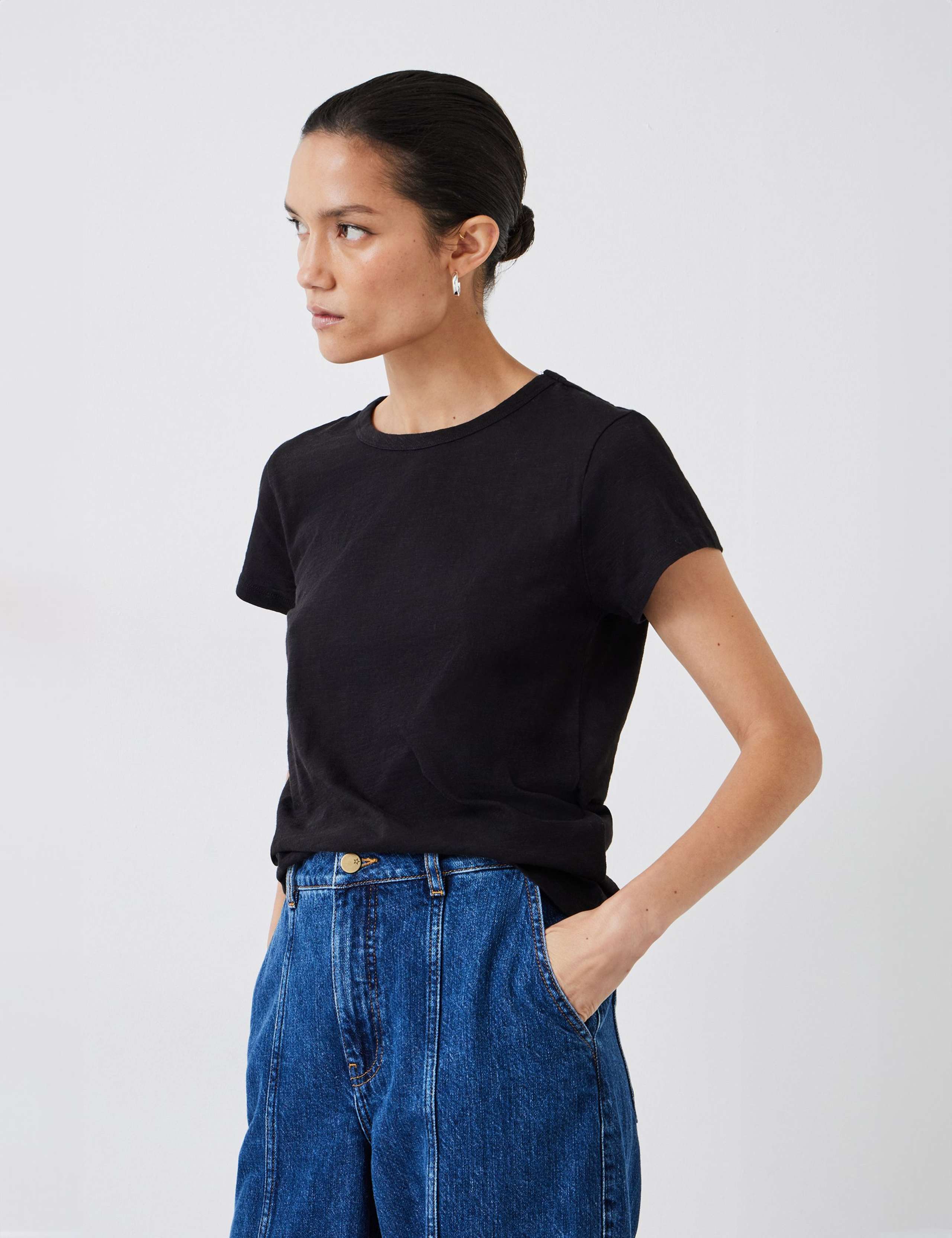 Pure Cotton Crew Neck Slim Fit T-Shirt 1 of 5