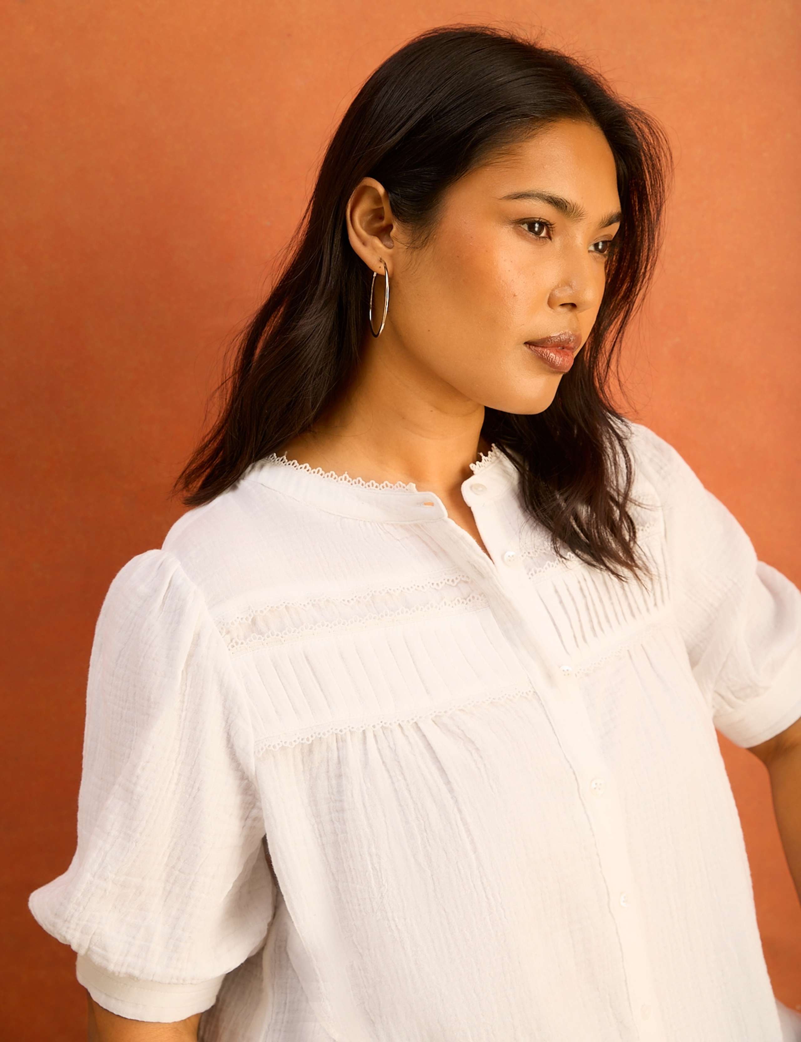 Pure Cotton Textured Pintuck Blouse 5 of 5