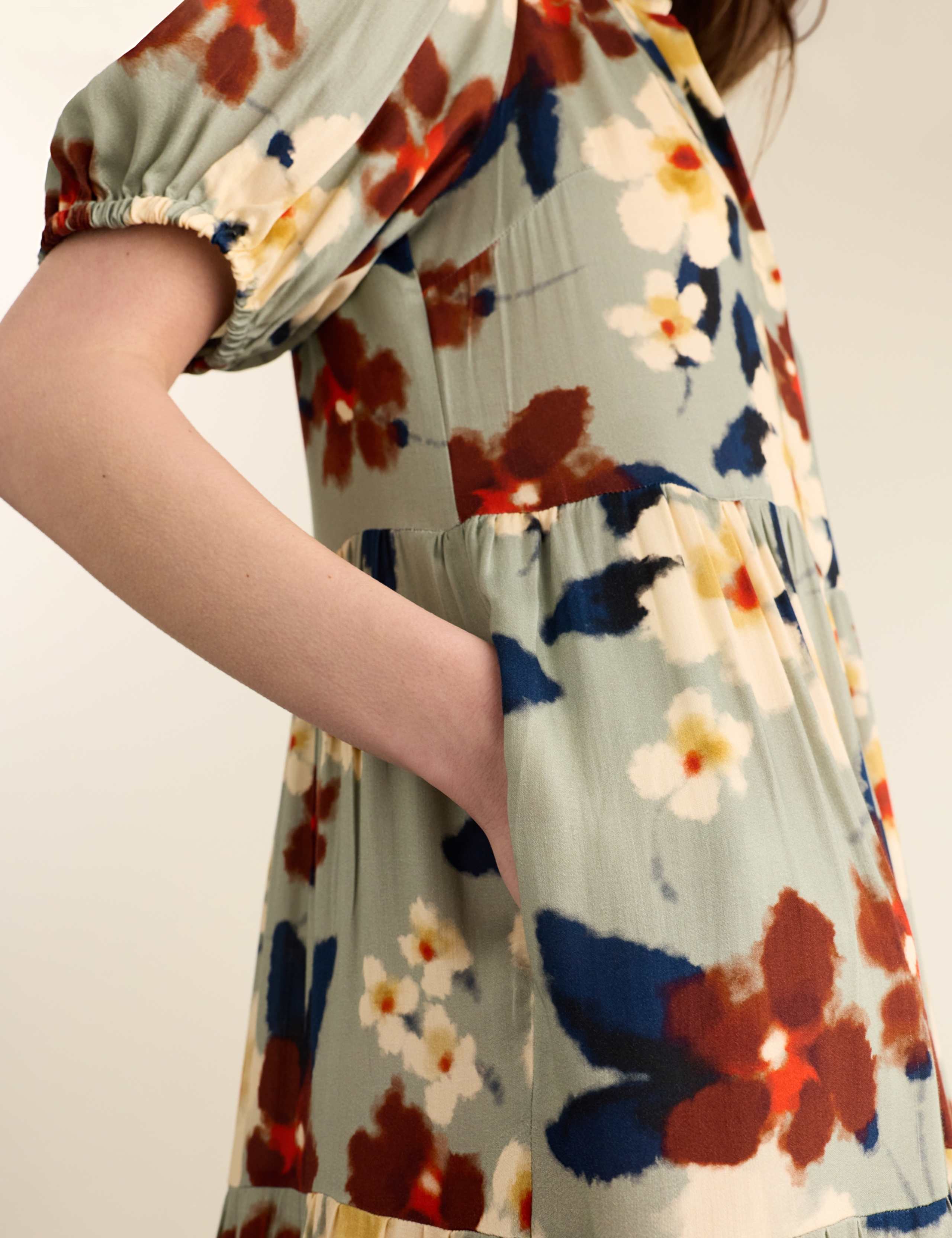 Floral Printed Collared Midi Tiered Dress 2 of 3