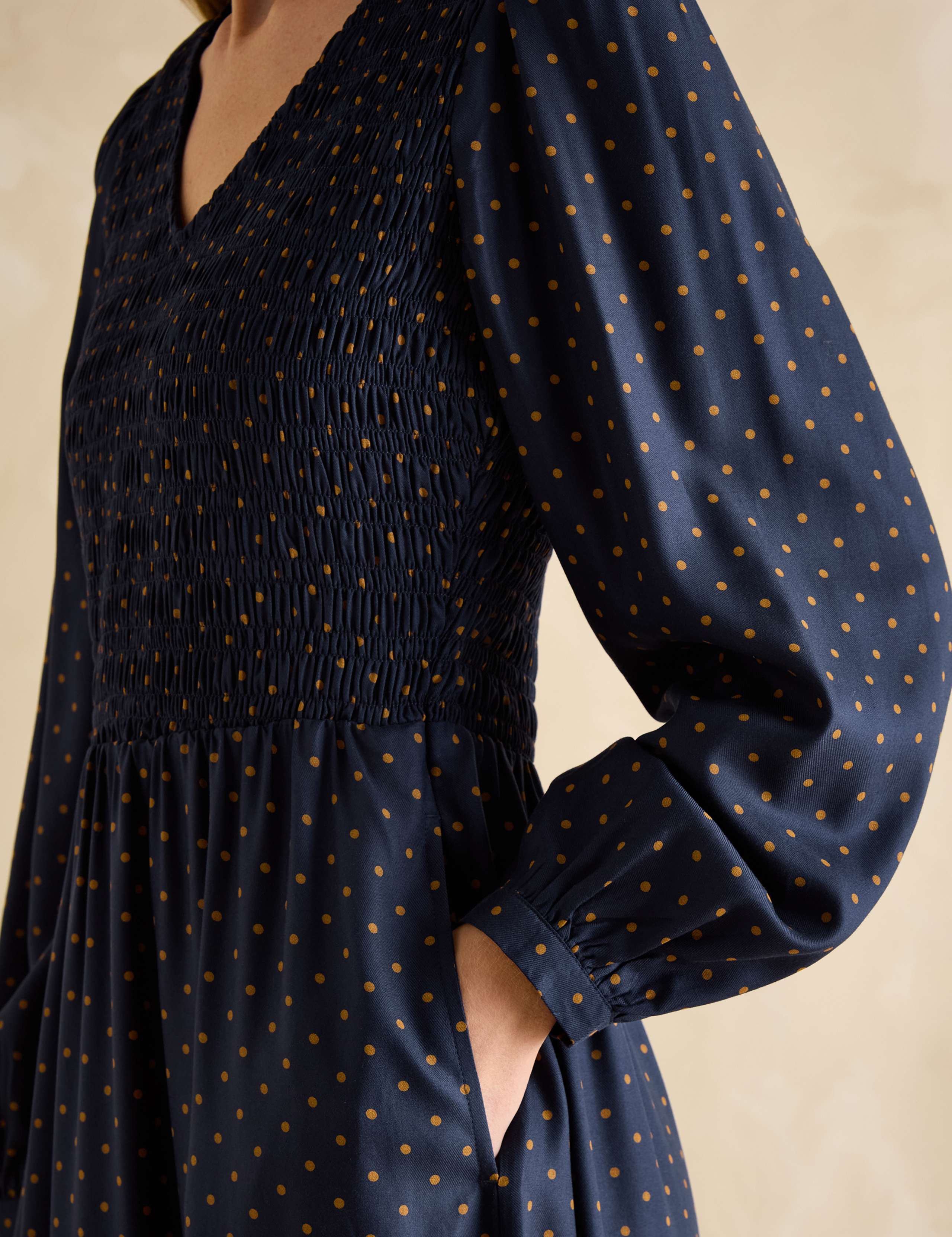 Polka Dot V-Neck Midaxi Waisted Dress 5 of 5