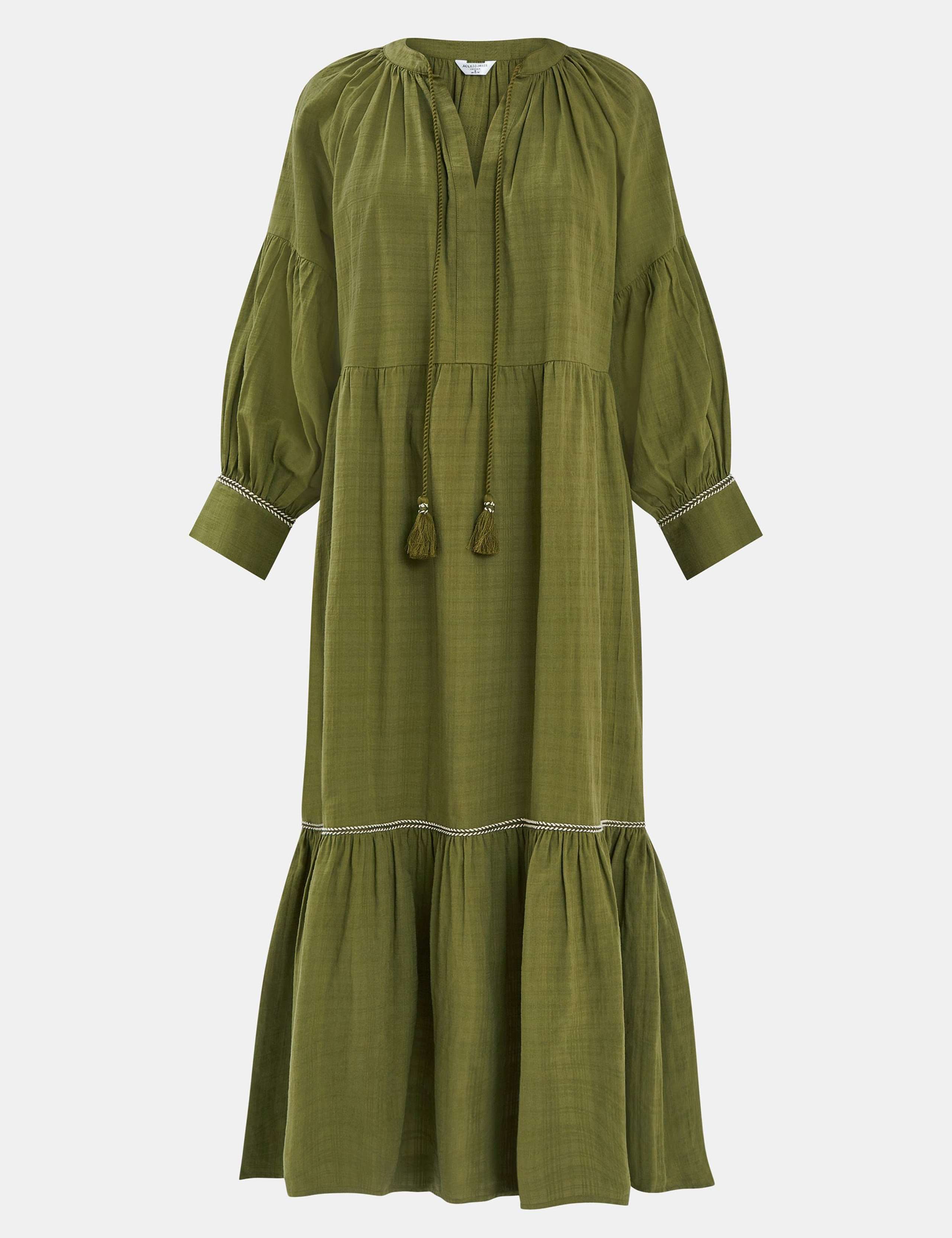 Pure Cotton V-Neck Maxi Tiered Beach Dress 2 of 4