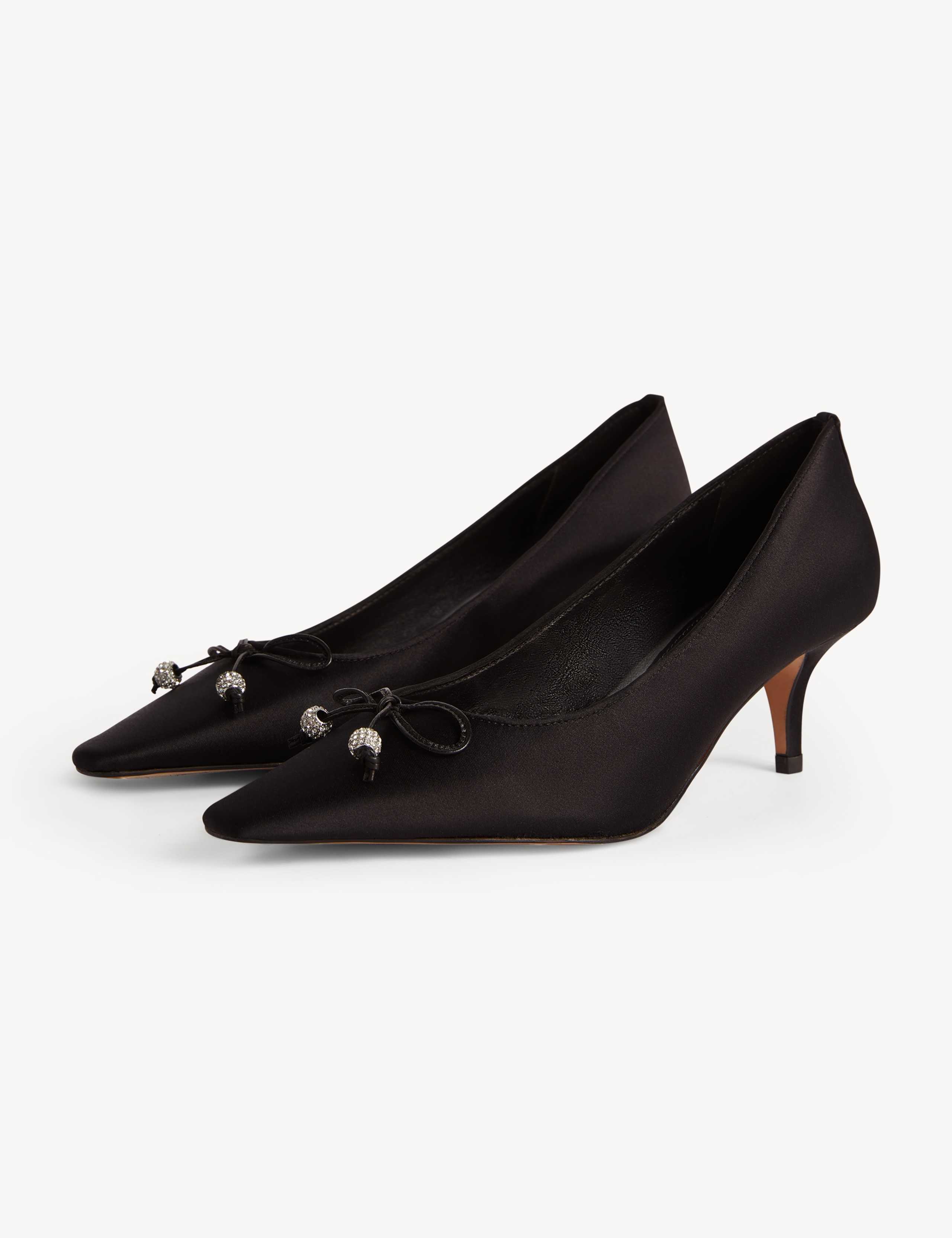 Satin Kitten Heel Court Shoes 5 of 6
