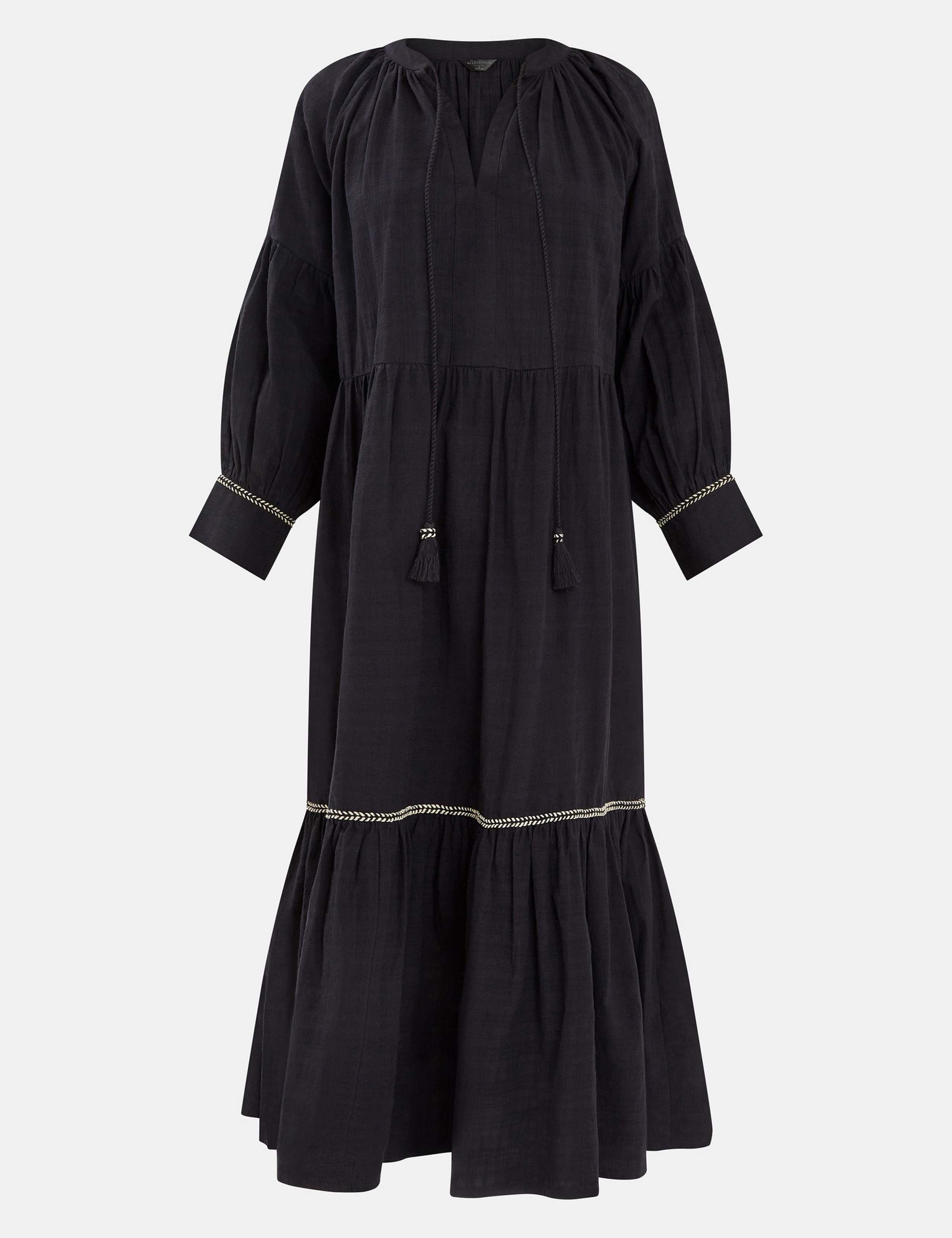 Pure Cotton V-Neck Maxi Tiered Beach Dress 2 of 4