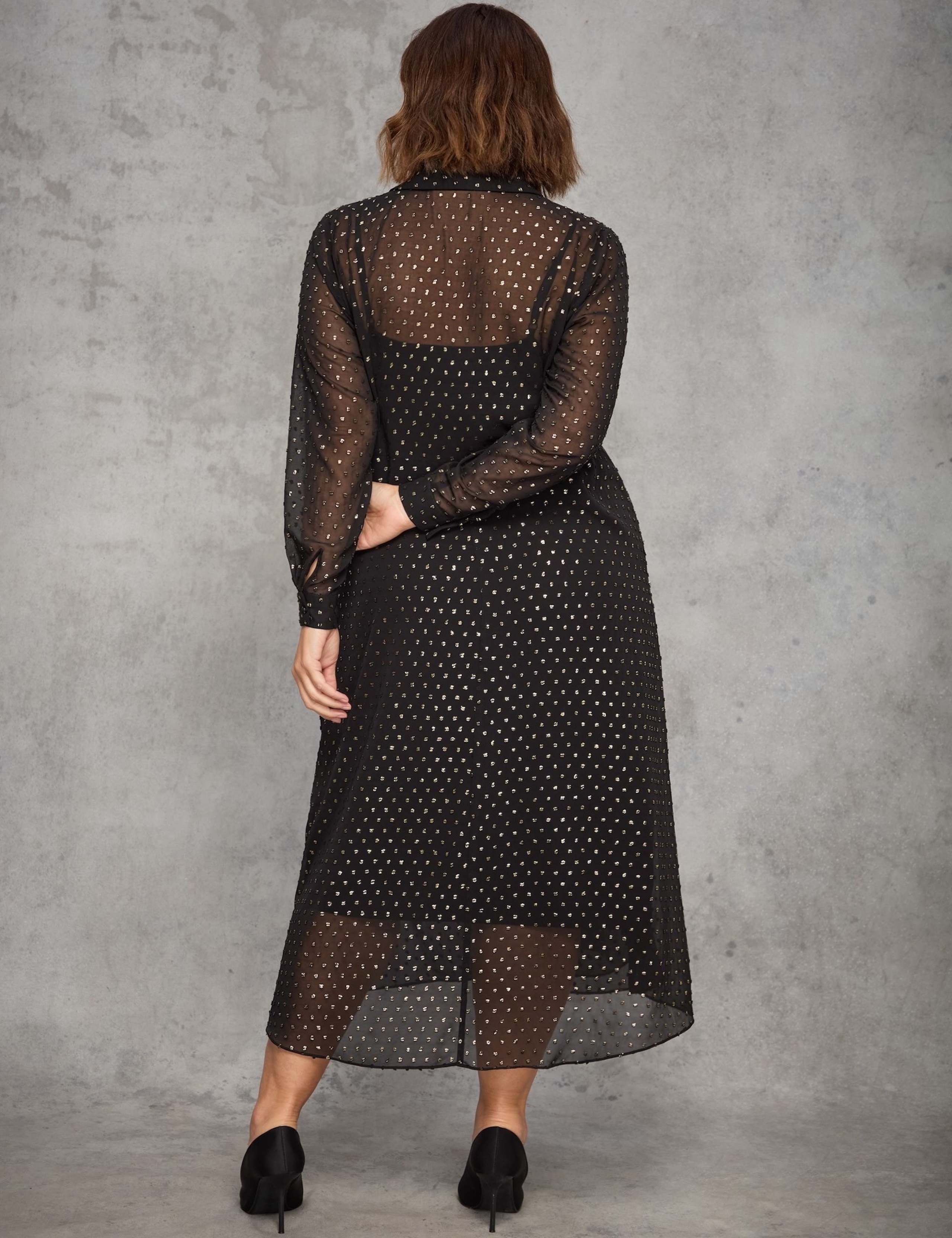 Metallic Button Through Midaxi Shirt Dress 3 of 10