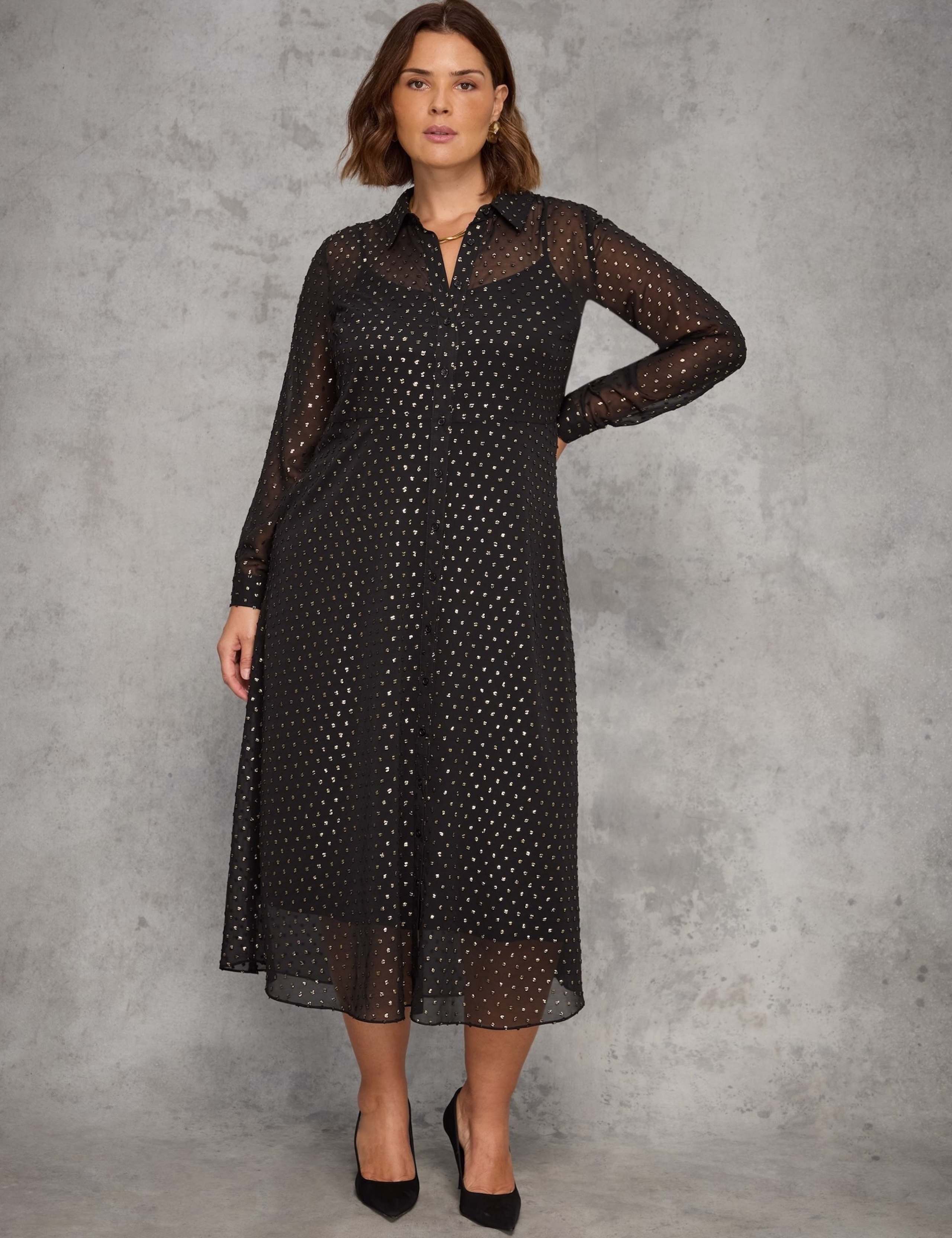 Metallic Button Through Midaxi Shirt Dress 5 of 10