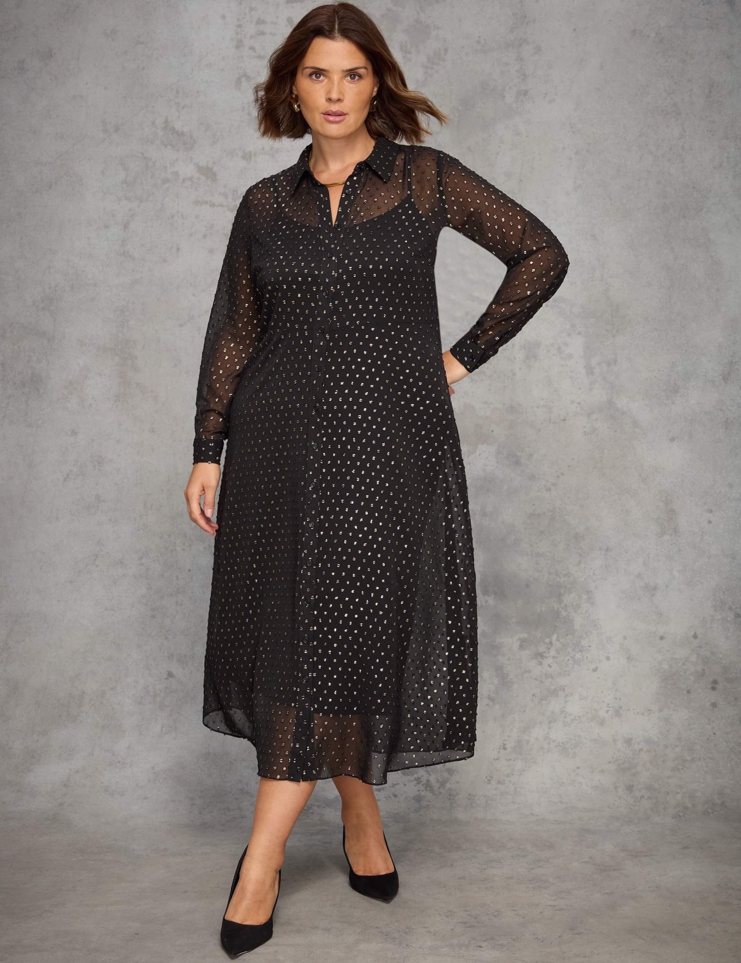 Metallic Button Through Midaxi Shirt Dress 7 of 10