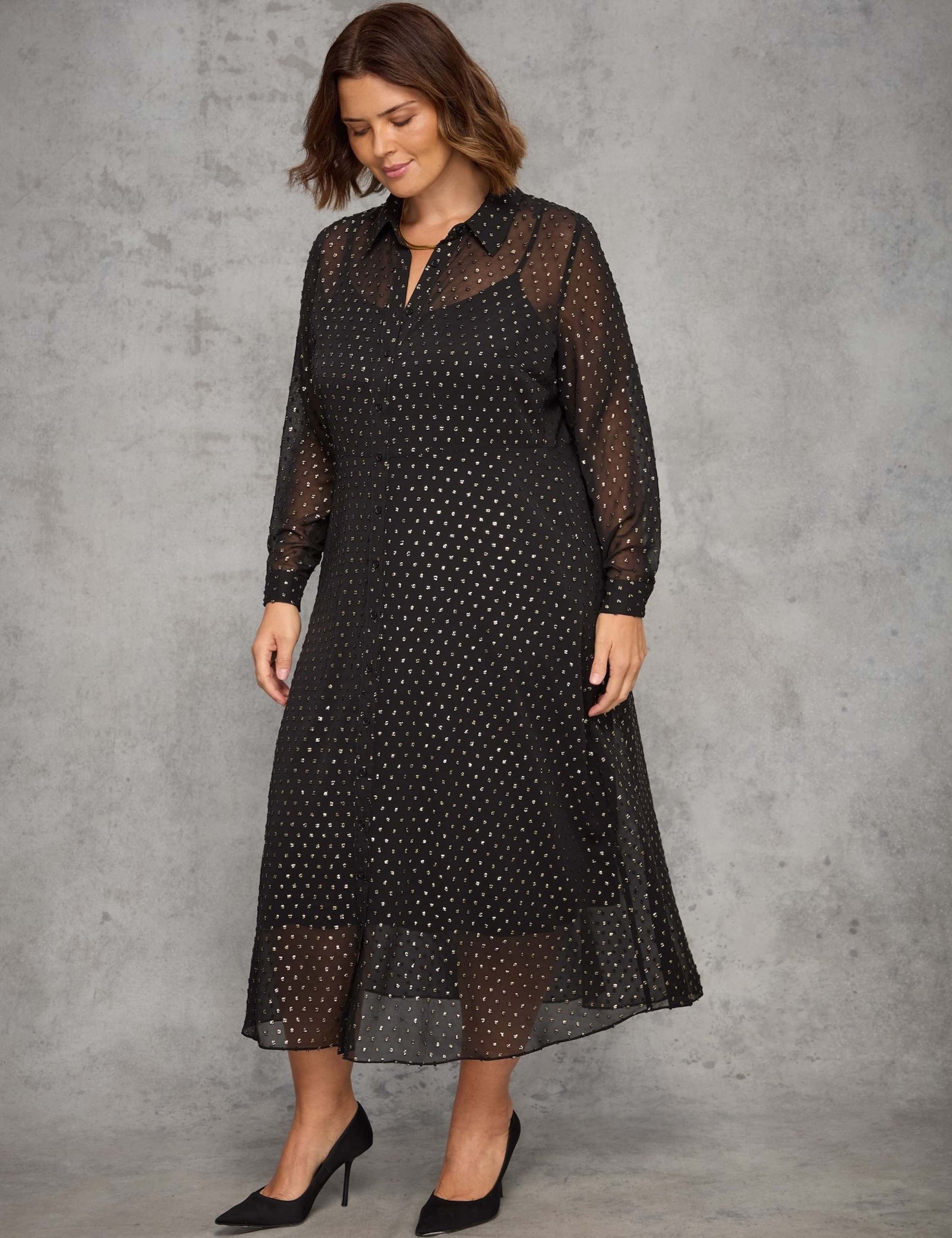 Metallic Button Through Midaxi Shirt Dress 9 of 10