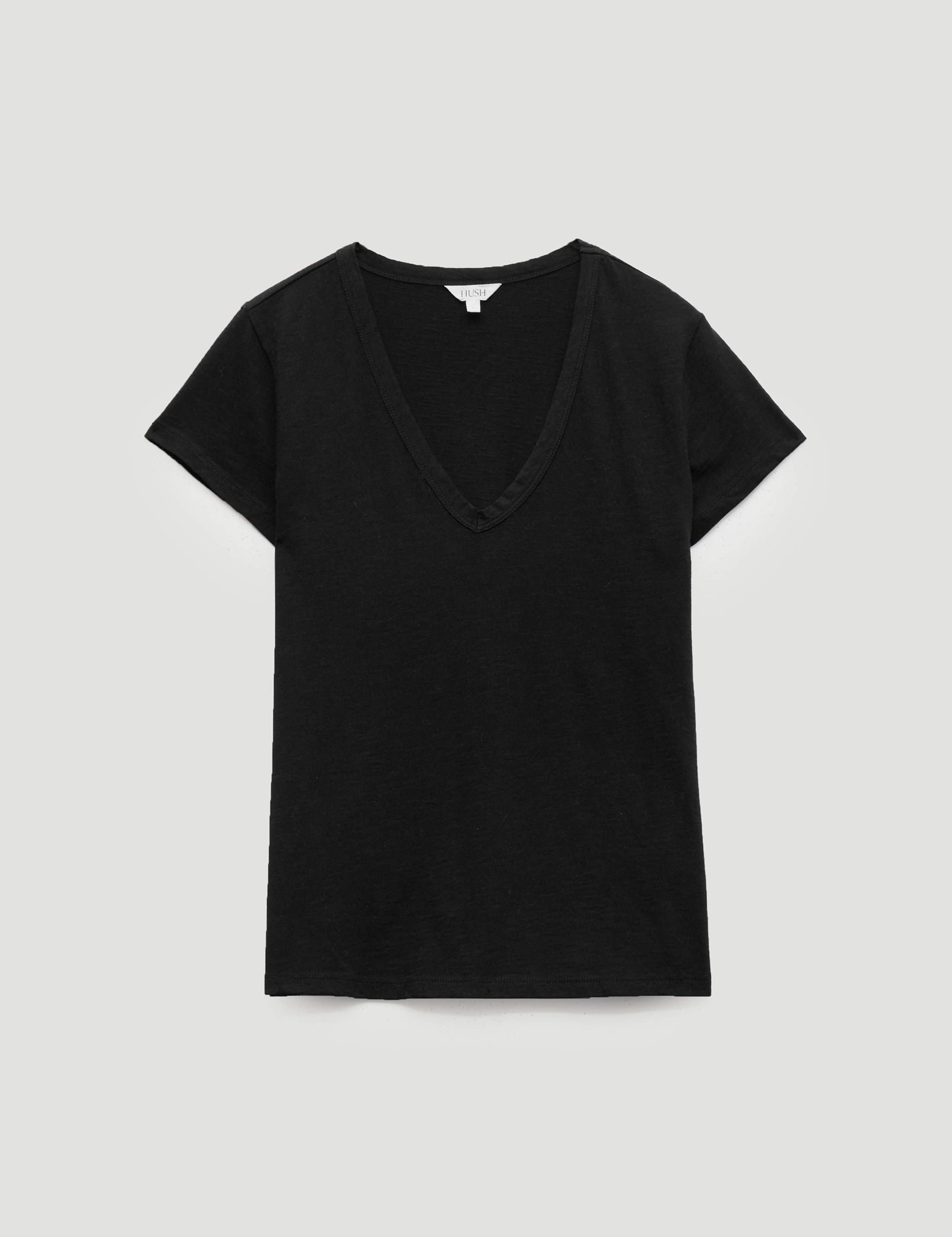 Pure Cotton Textured V-Neck T-Shirt 1 of 1