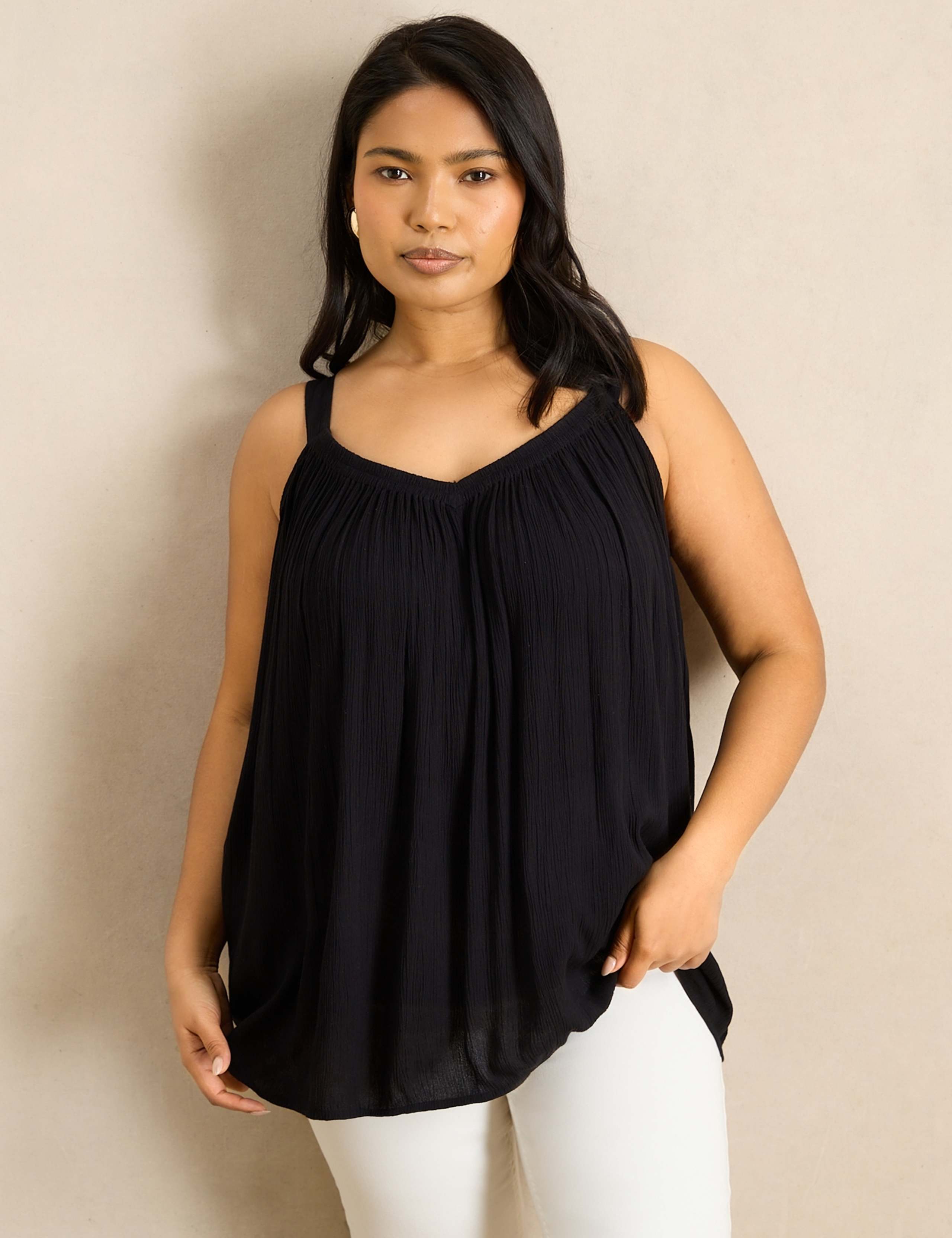 V-Neck Gathered Cami Top 1 of 5