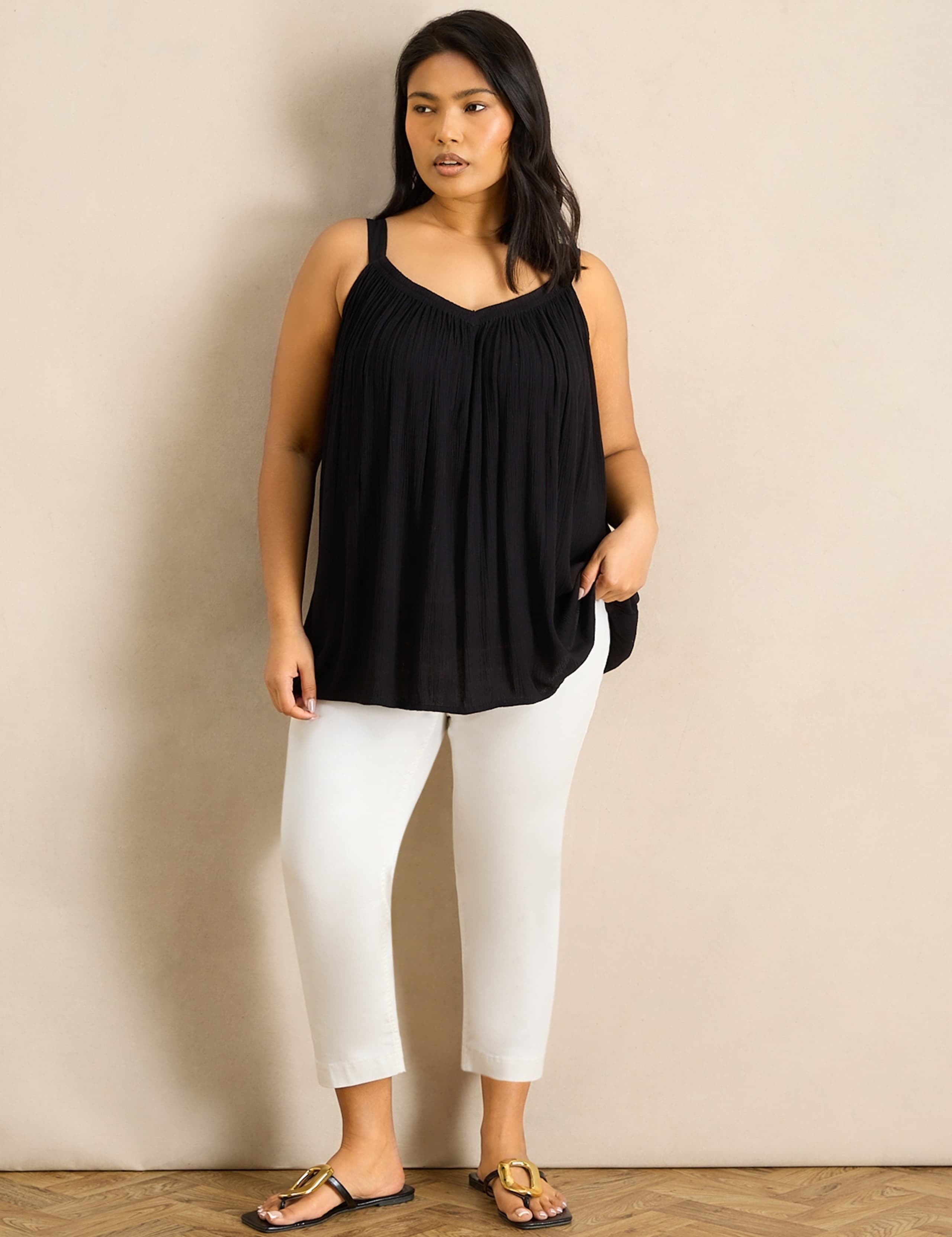 V-Neck Gathered Cami Top 2 of 5